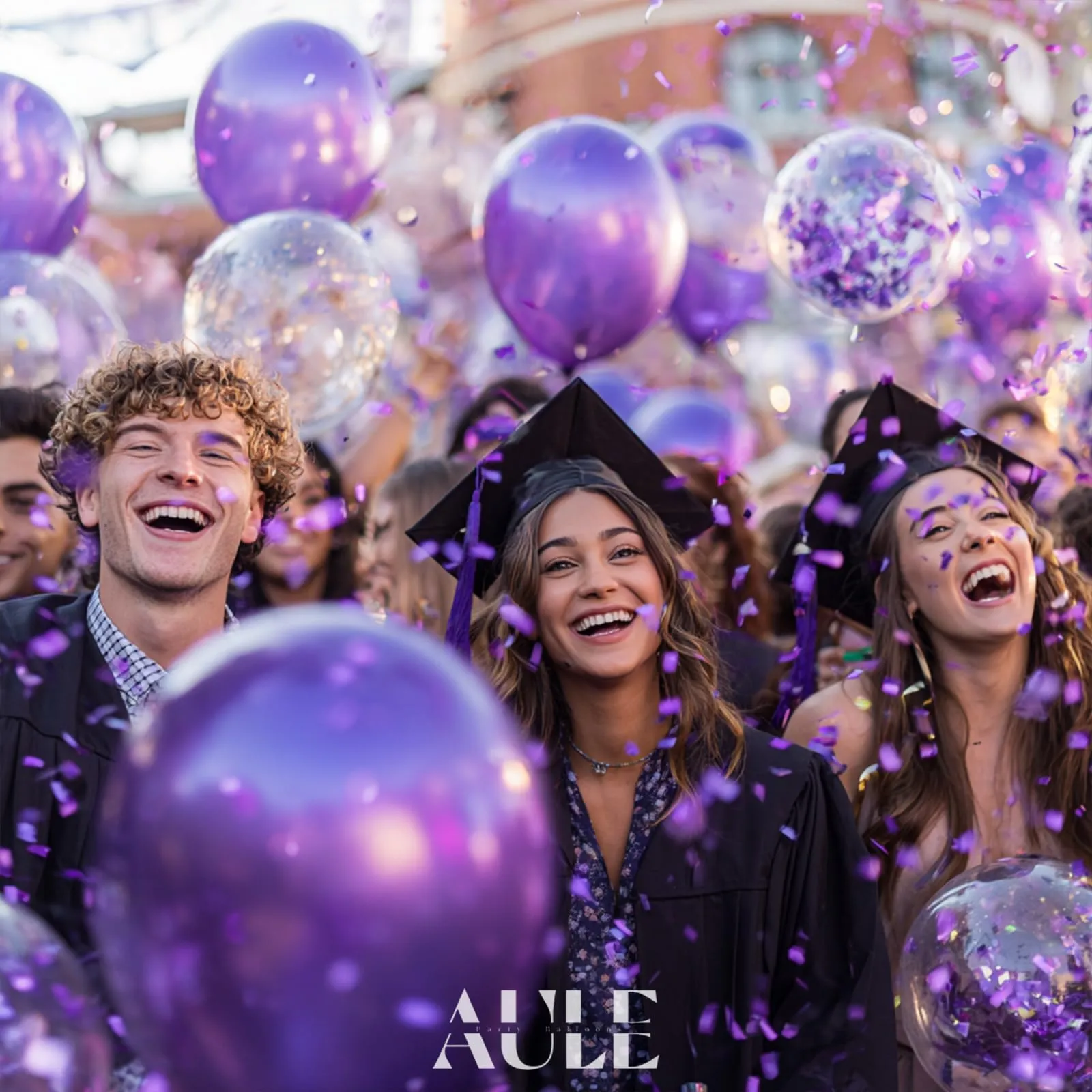 AULE Palloncini Viola Metallizzati con Coriandoli, 42 Pezzi, 30cm - immagine 5