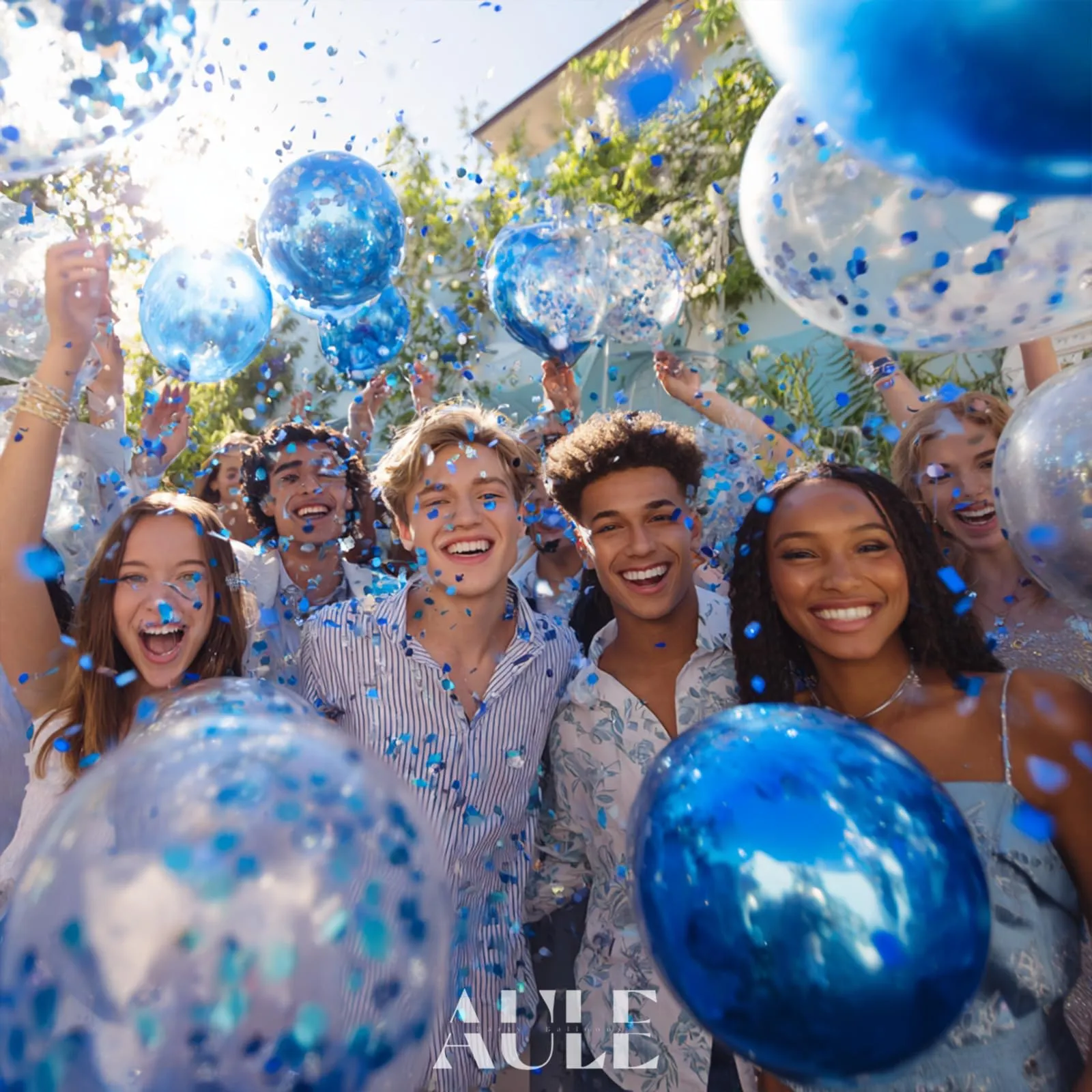 AULE Palloncini Blu Metallizzati con Coriandoli, 42 Pezzi, 30cm - immagine 5
