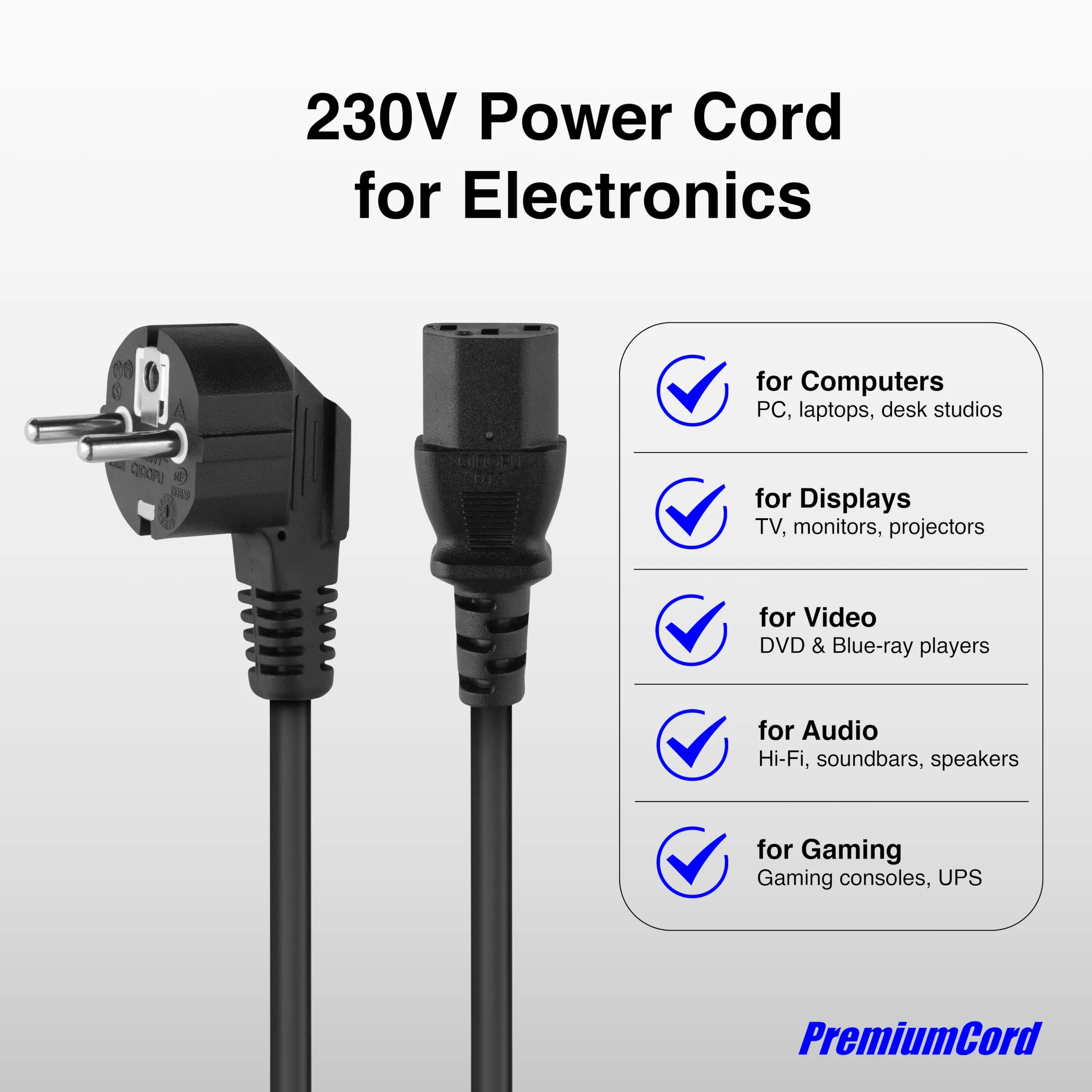 PremiumCord Cavo di Alimentazione 230V C13 IEC 320, 10 m, Nero - immagine 4