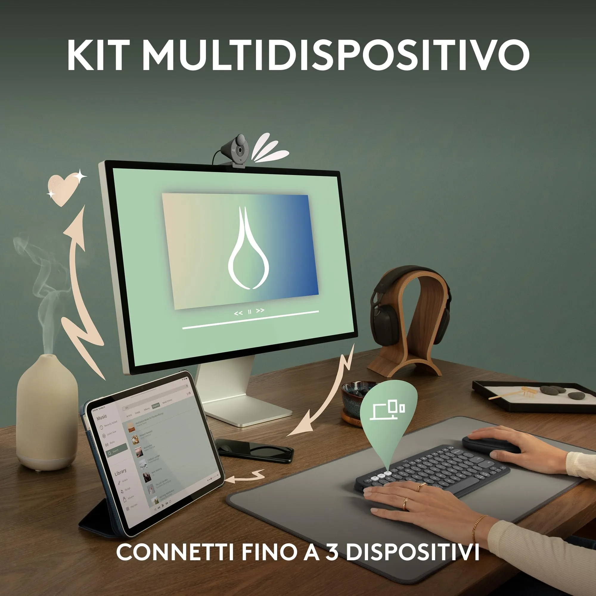 Logitech Pebble 2 Combo Tastiera e Mouse Wireless, ITA QWERTY - immagine 3