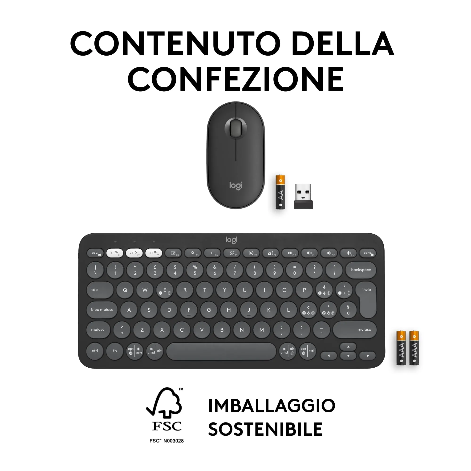 Logitech Pebble 2 Combo Tastiera e Mouse Wireless, ITA QWERTY - immagine 11