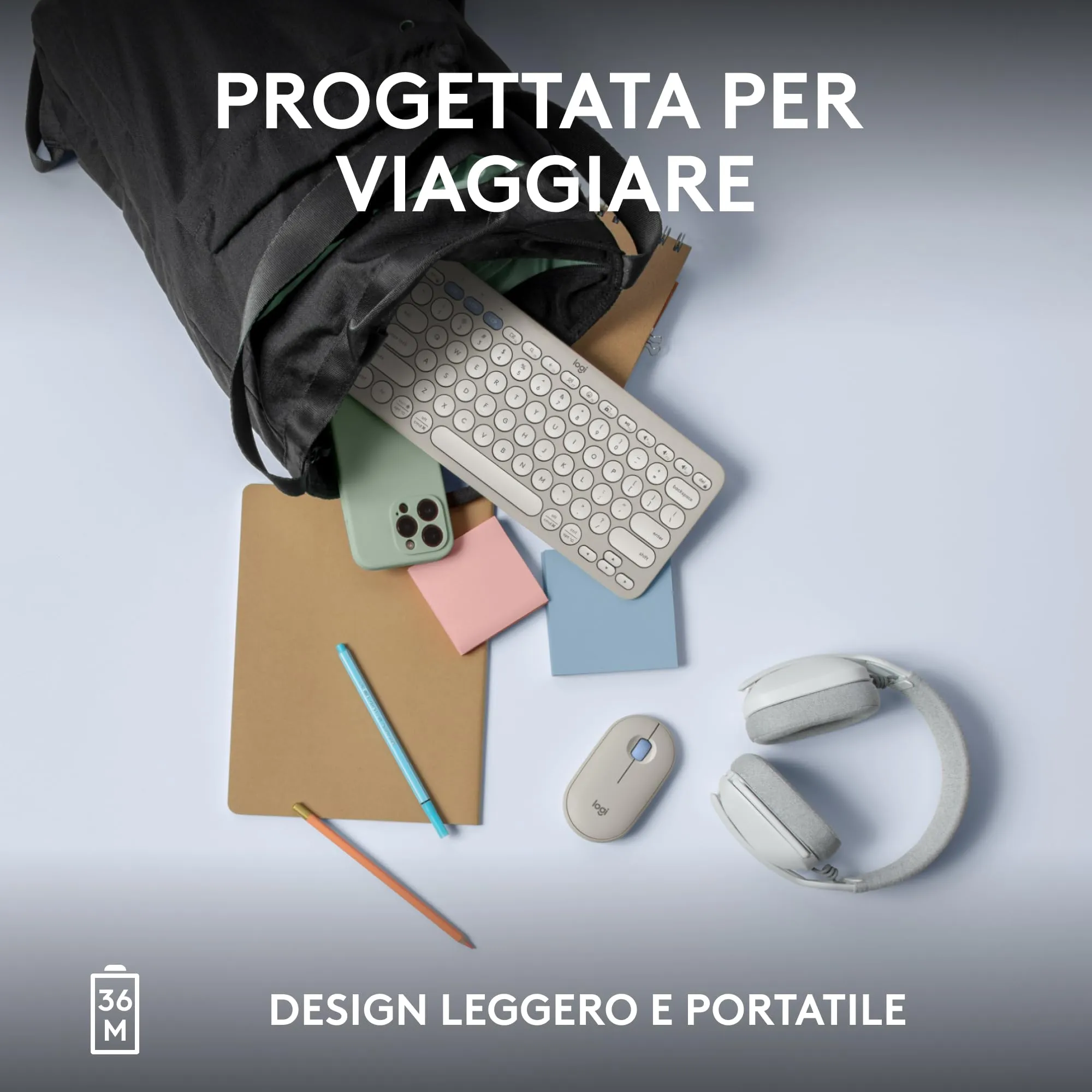 Logitech Pebble Keys 2 K380s Wireless Bluetooth Keyboard, ITA QWERTY - immagine 9