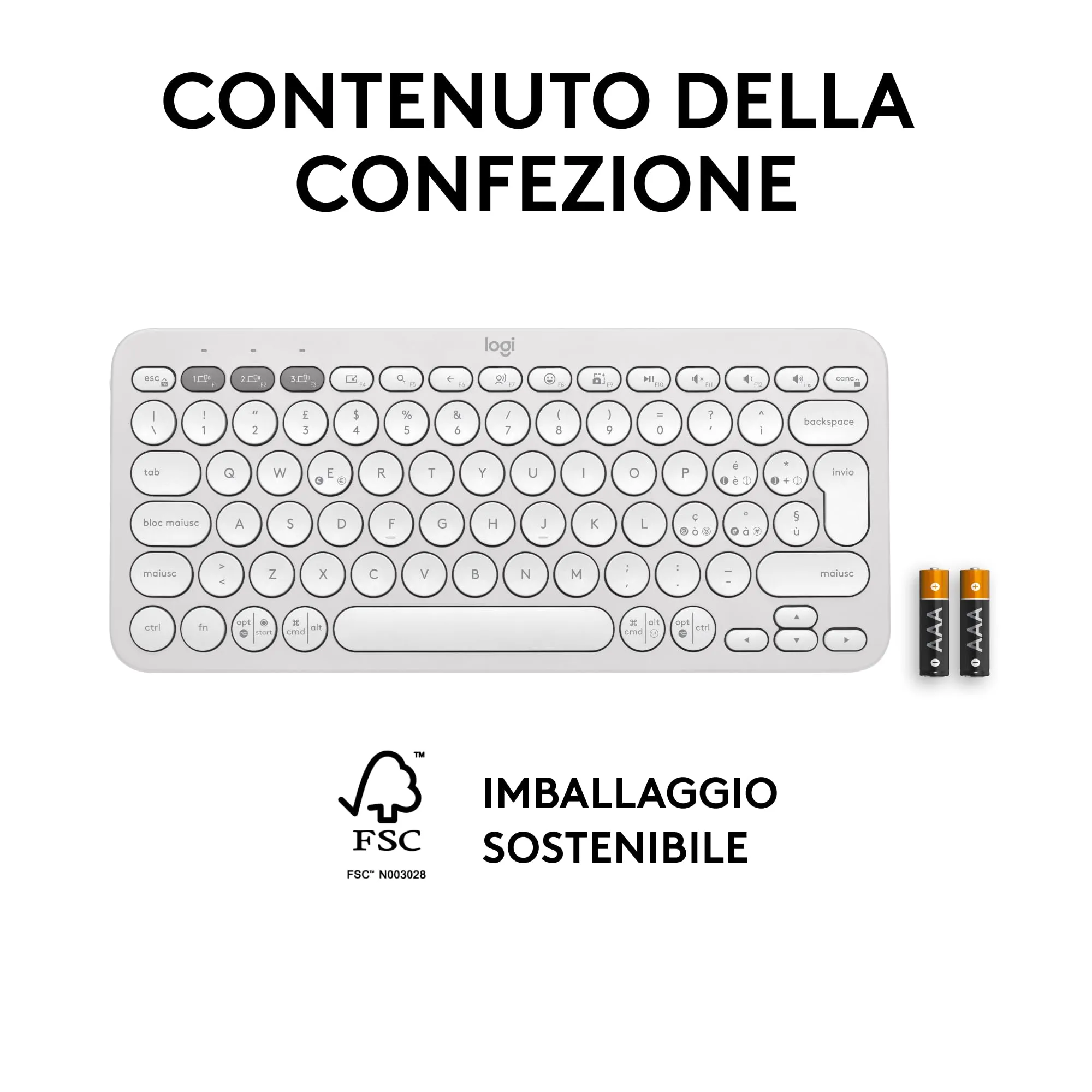 Logitech Pebble Keys 2 K380s Wireless Bluetooth Keyboard, ITA QWERTY - immagine 11