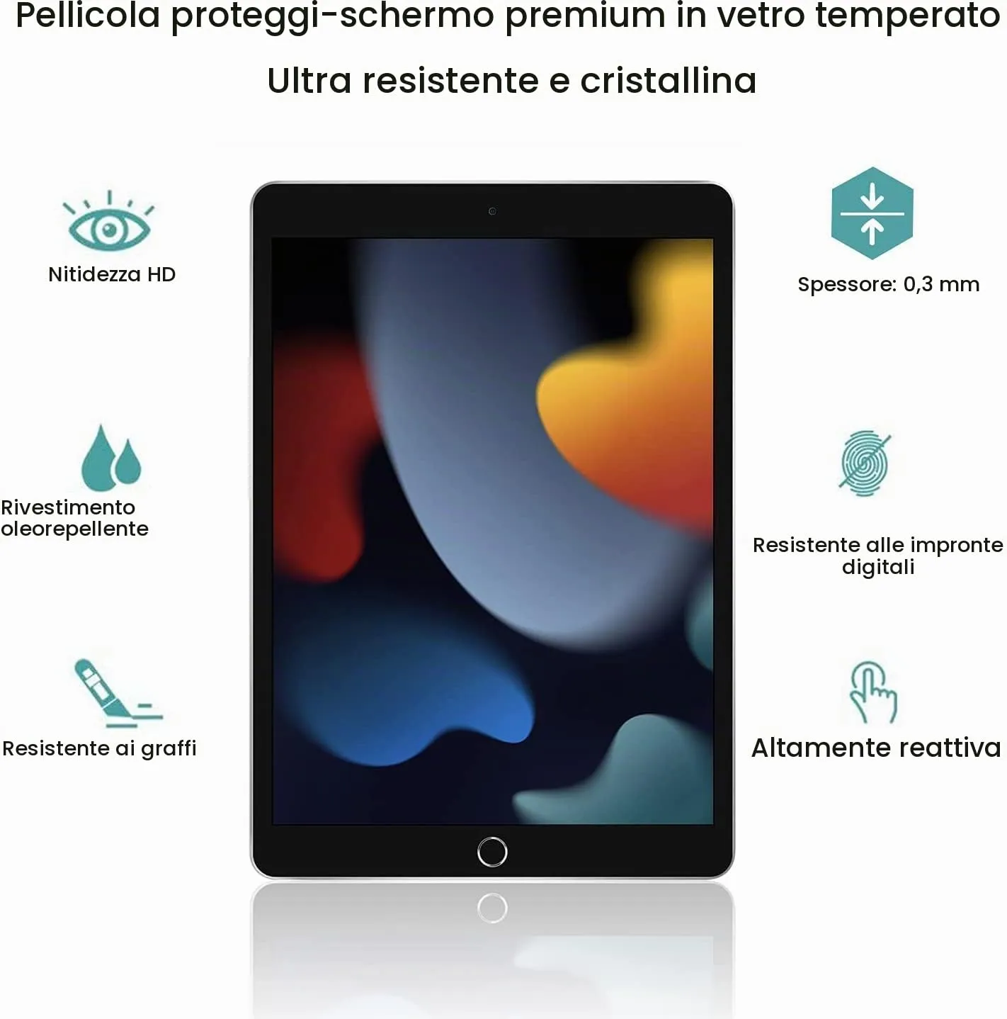 Gerutek Pellicola Protettiva in Vetro Temperato per iPad 9ª/8ª/7ª Gen 10,2 Pollici (2 Pezzi) - immagine 3