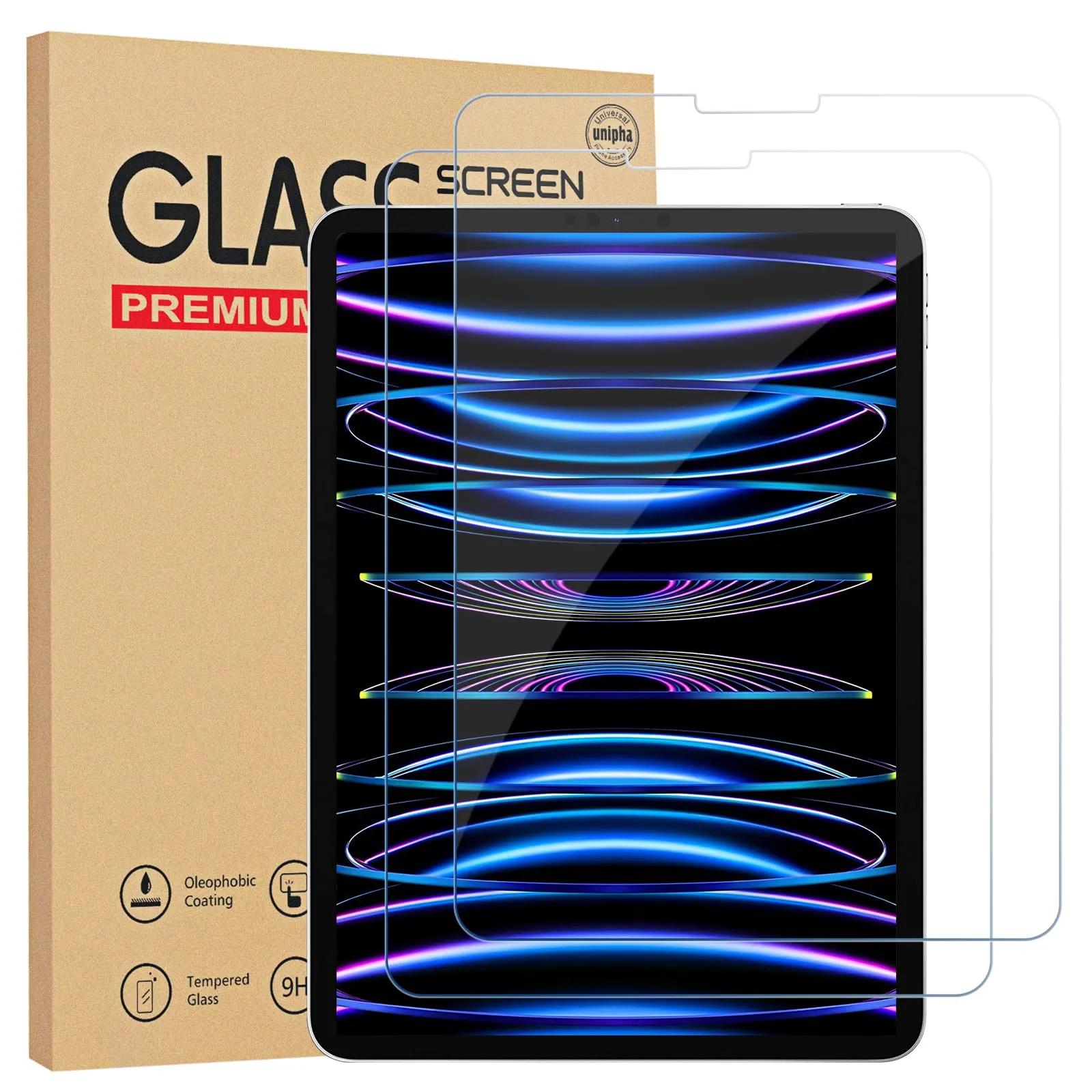 Gerutek Pellicola Protettiva in Vetro Temperato per iPad Air 5/Air 4 10.9'' e iPad Pro 11, 2 Pezzi - immagine 1