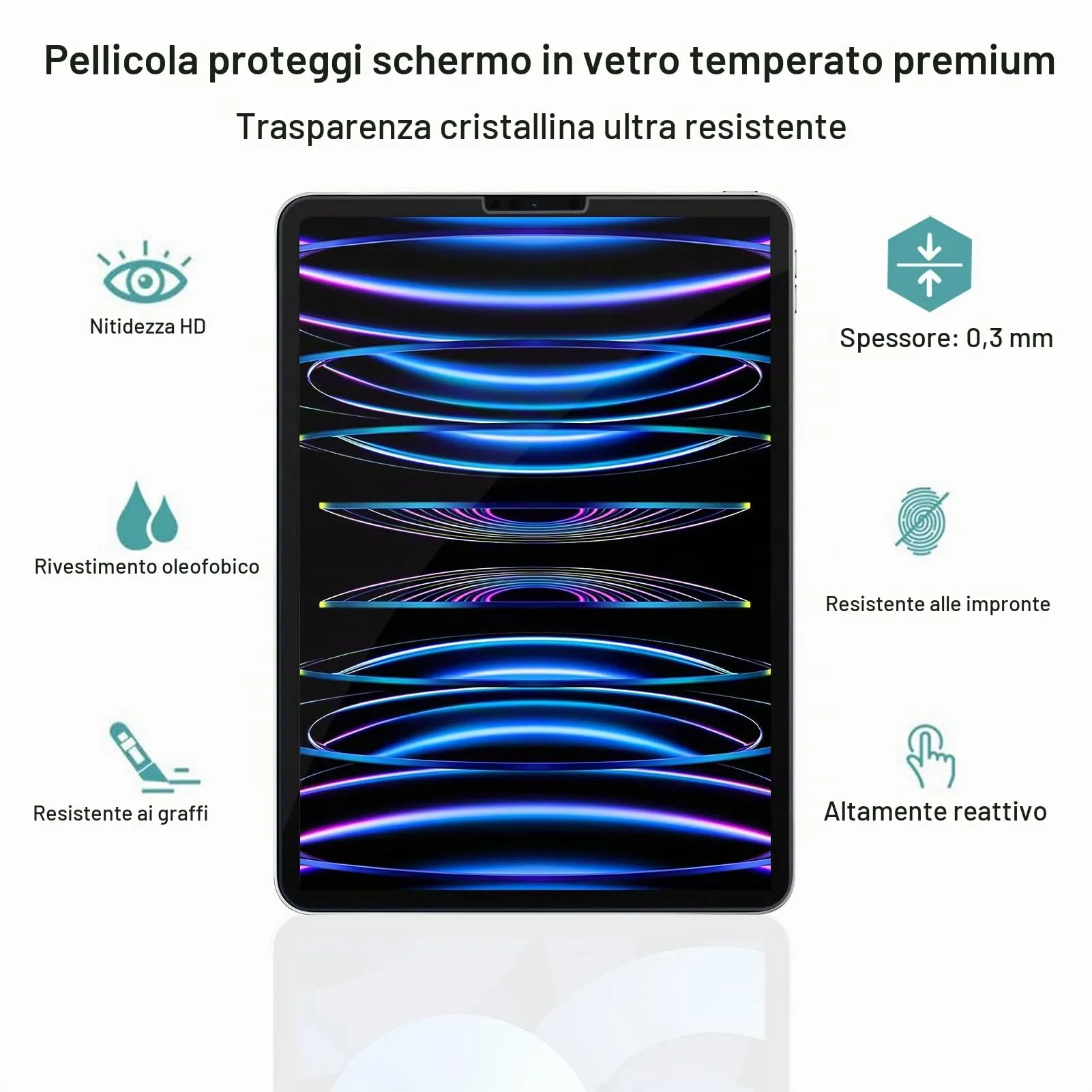 Gerutek Pellicola Protettiva in Vetro Temperato per iPad Air 5/Air 4 10.9'' e iPad Pro 11, 2 Pezzi - immagine 3