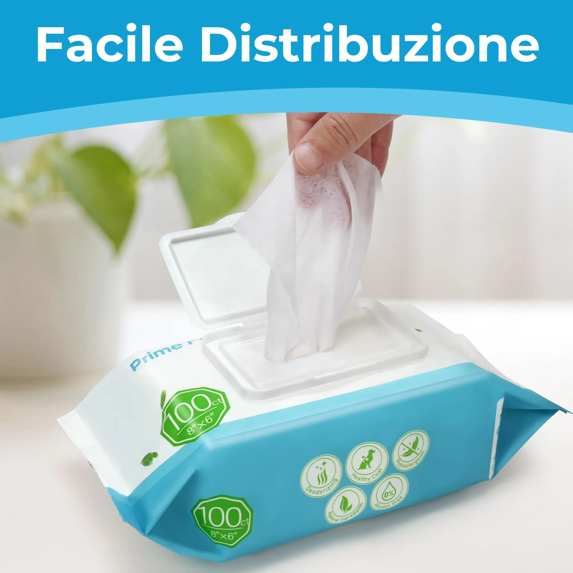 PrimePets Salviette per Cani e Gatti Delicate, 3x100 Pezzi - immagine 5