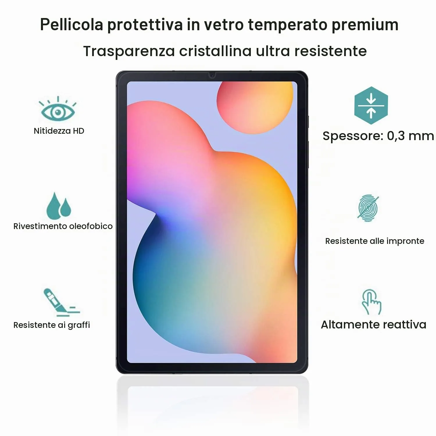Gerutek Pellicola Protettiva in Vetro Temperato per Samsung Galaxy Tab S6 Lite 10,4'' (2 Pezzi) - immagine 3