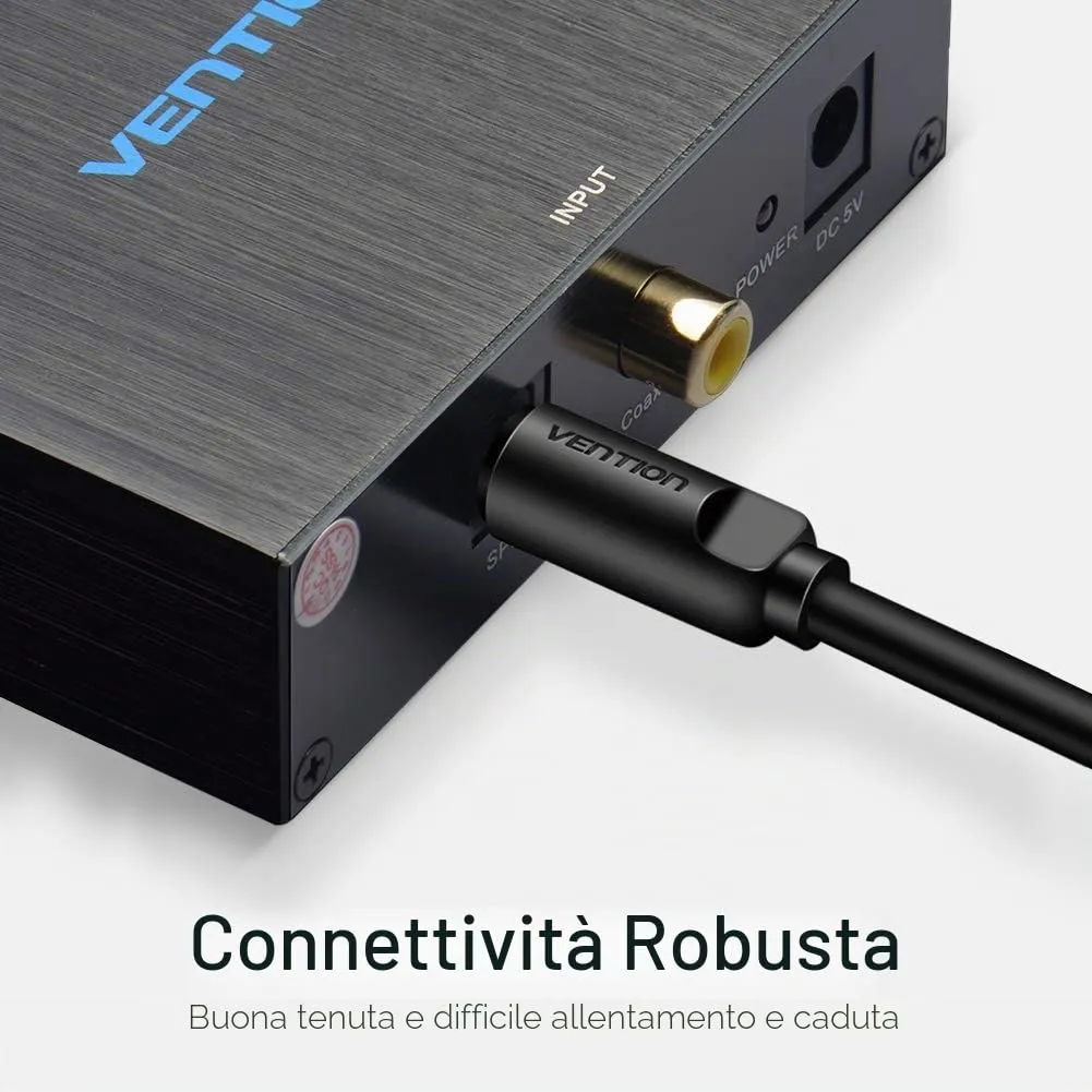 Vention Cavo Ottico Audio Digitale Toslink S/PDIF 2m per TV, Home Cinema, PS4, Xbox, Soundbar (PVC) - immagine 2