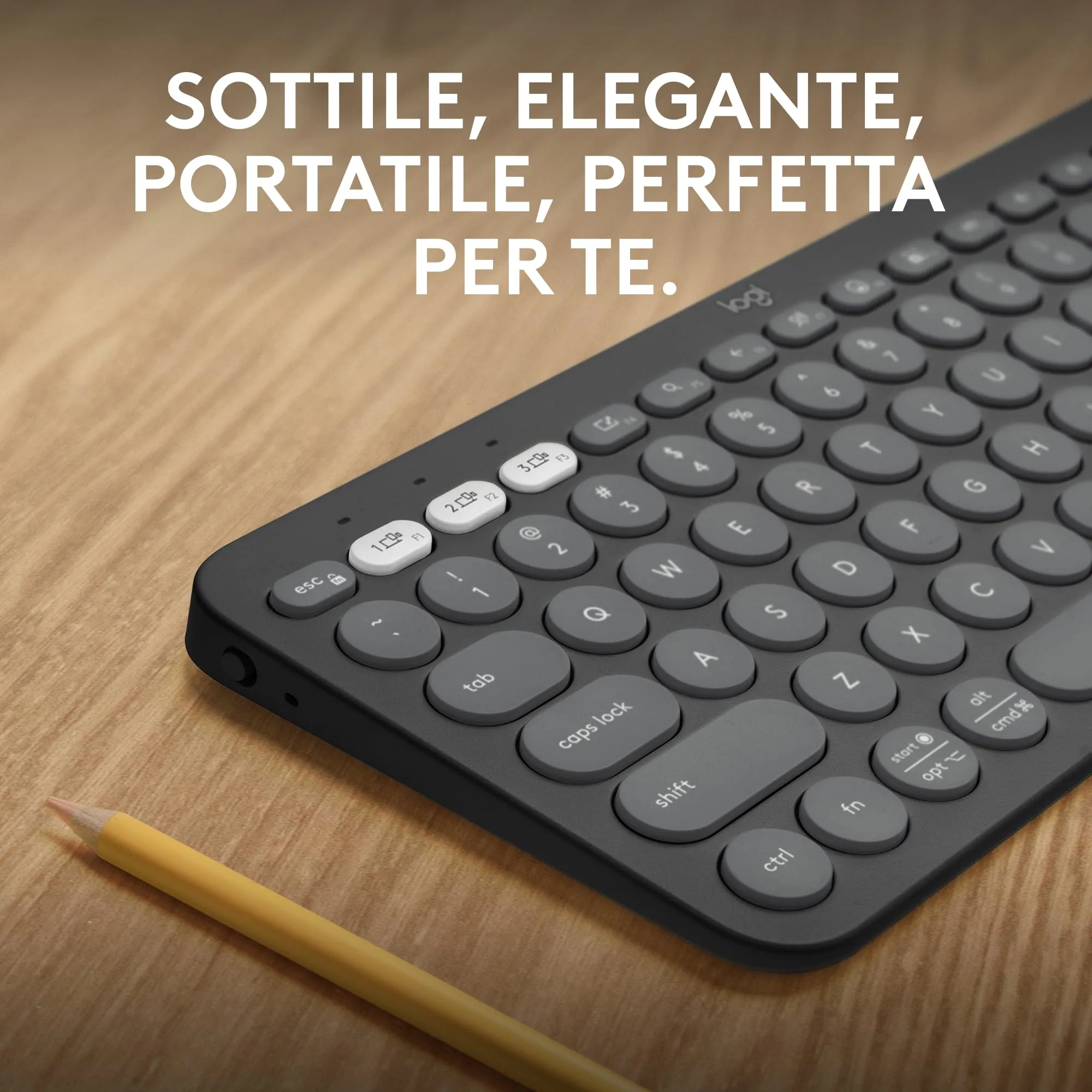 Logitech Pebble Keys 2 K380s Bluetooth Keyboard, ITA QWERTY, Grafite - immagine 2