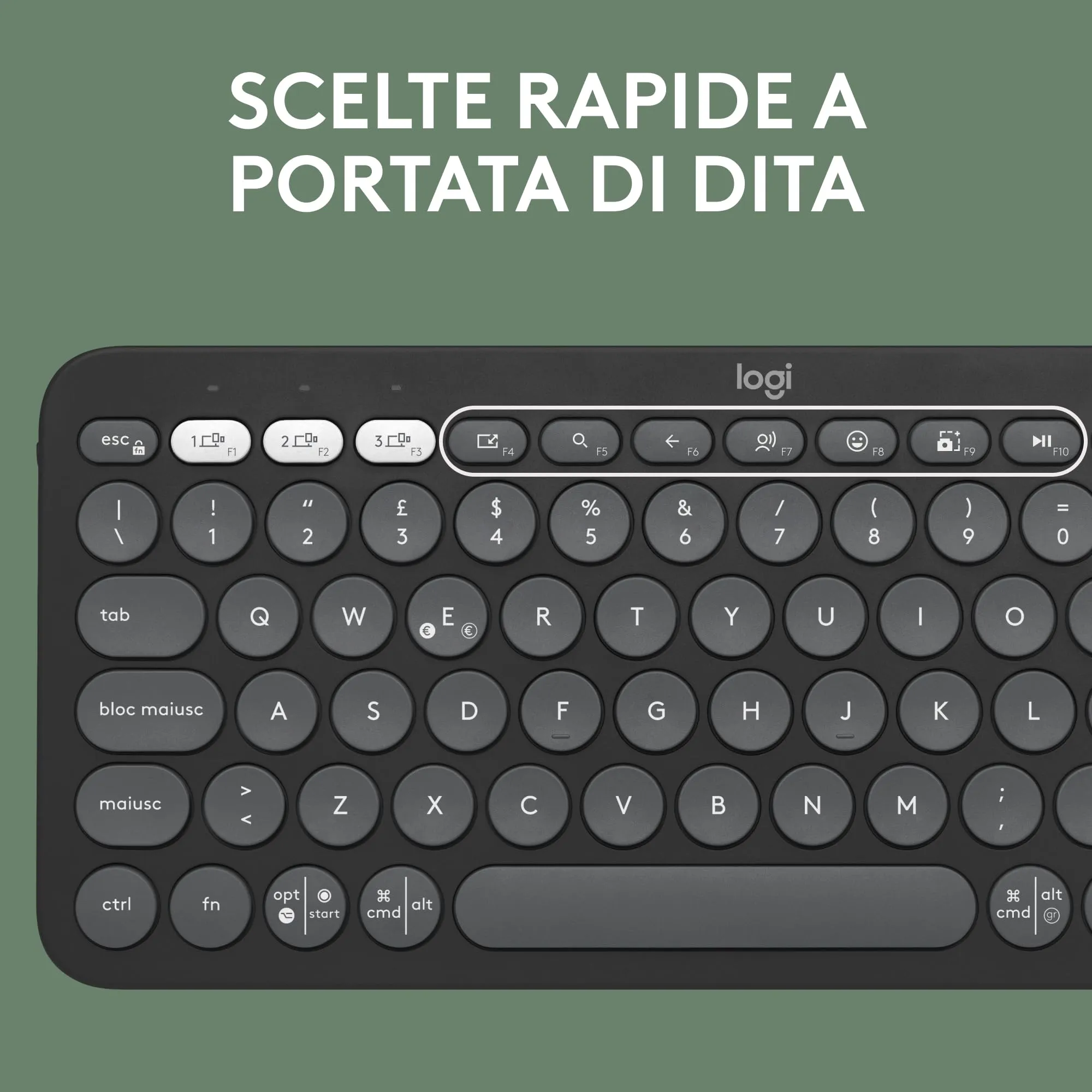 Logitech Pebble Keys 2 K380s Bluetooth Keyboard, ITA QWERTY, Grafite - immagine 4
