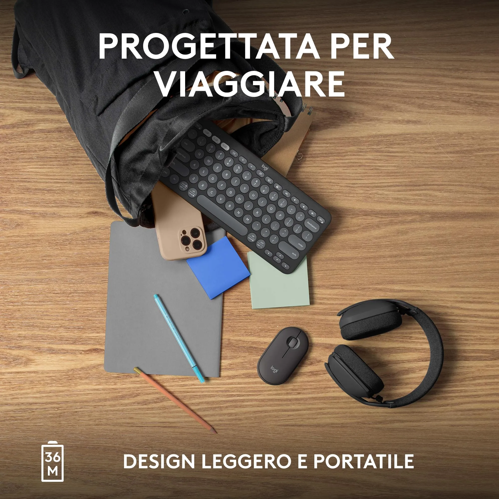 Logitech Pebble Keys 2 K380s Bluetooth Keyboard, ITA QWERTY, Grafite - immagine 9