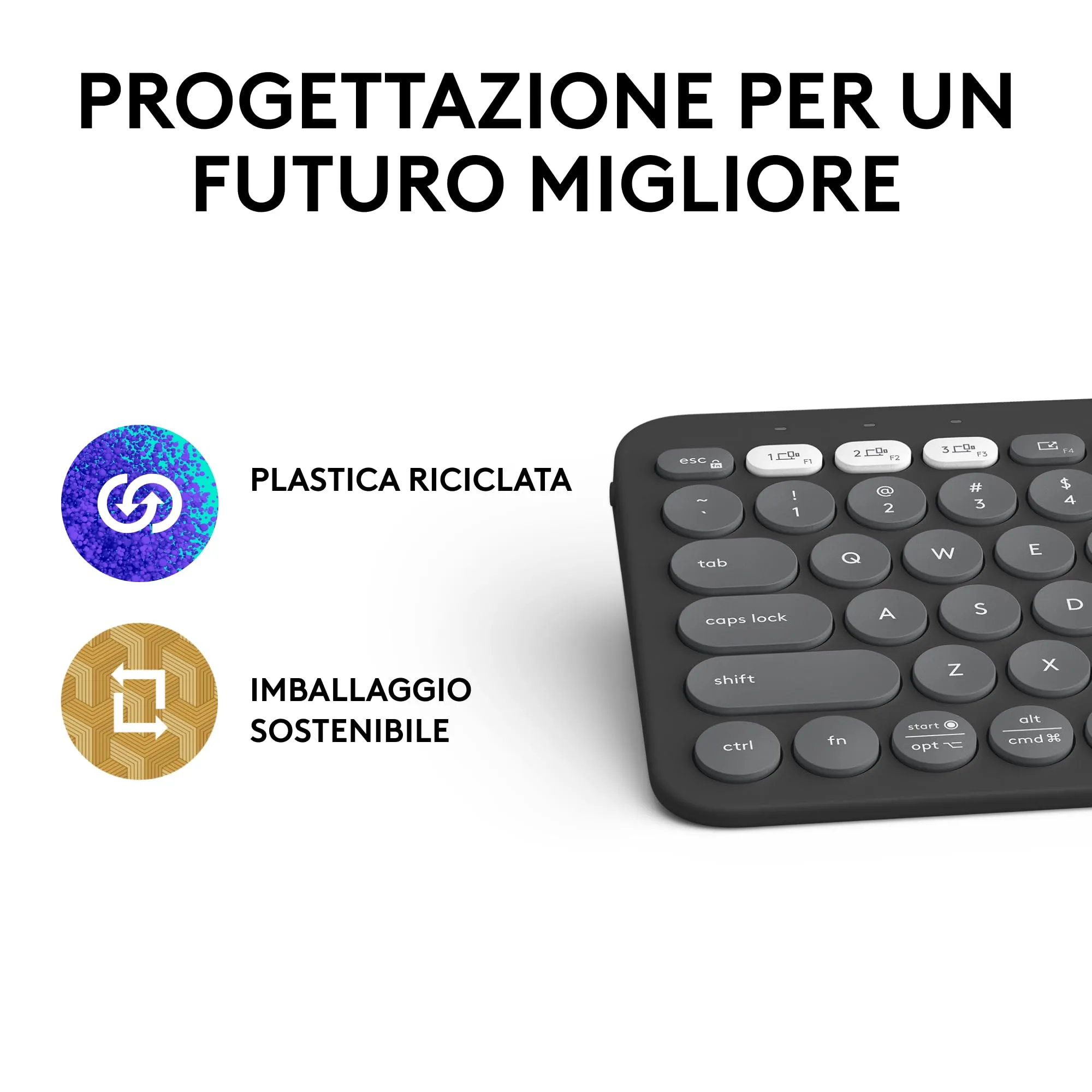 Logitech Pebble Keys 2 K380s Bluetooth Keyboard, ITA QWERTY, Grafite - immagine 12