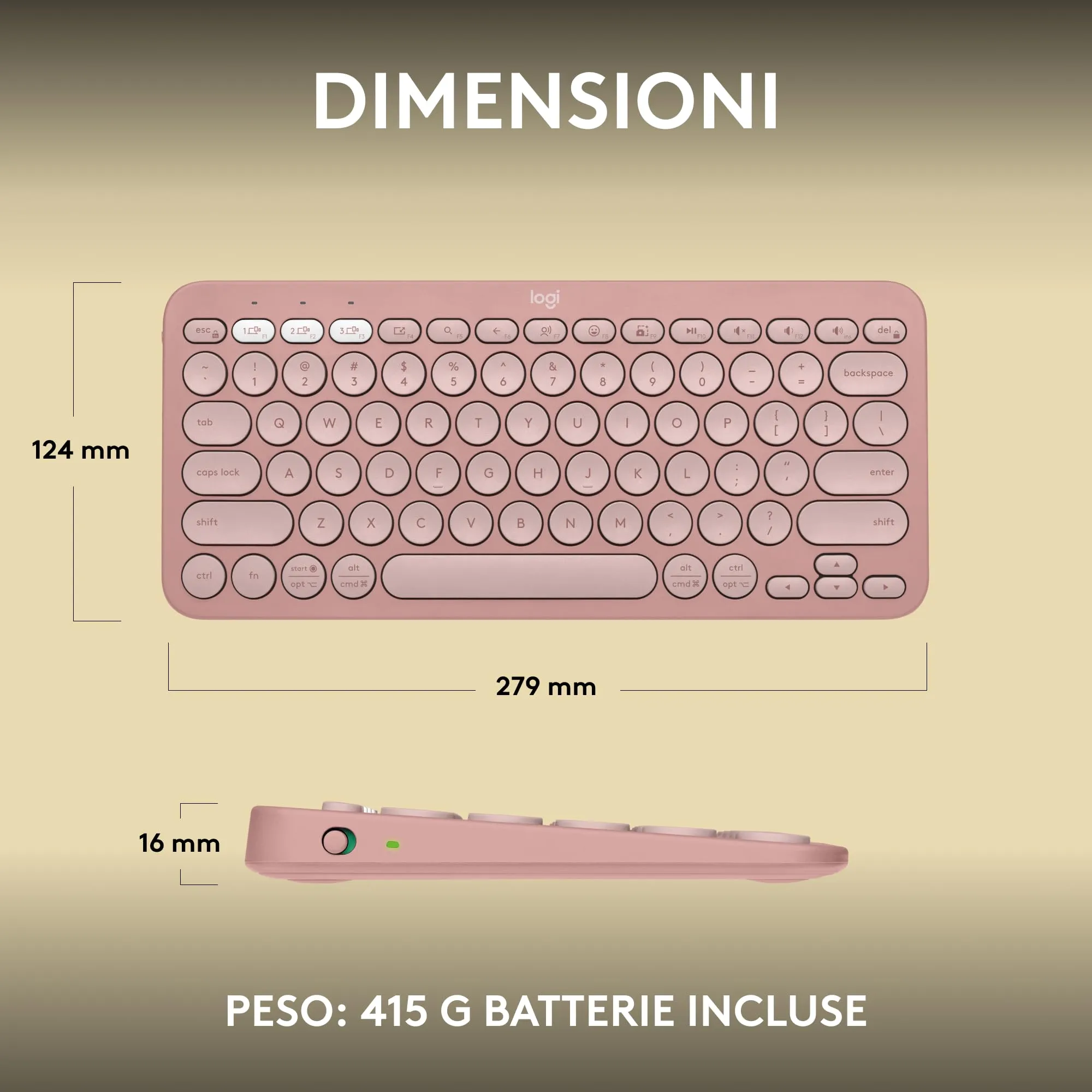 Logitech Pebble Keys 2 K380s Wireless Bluetooth Keyboard, ITA QWERTY - immagine 10