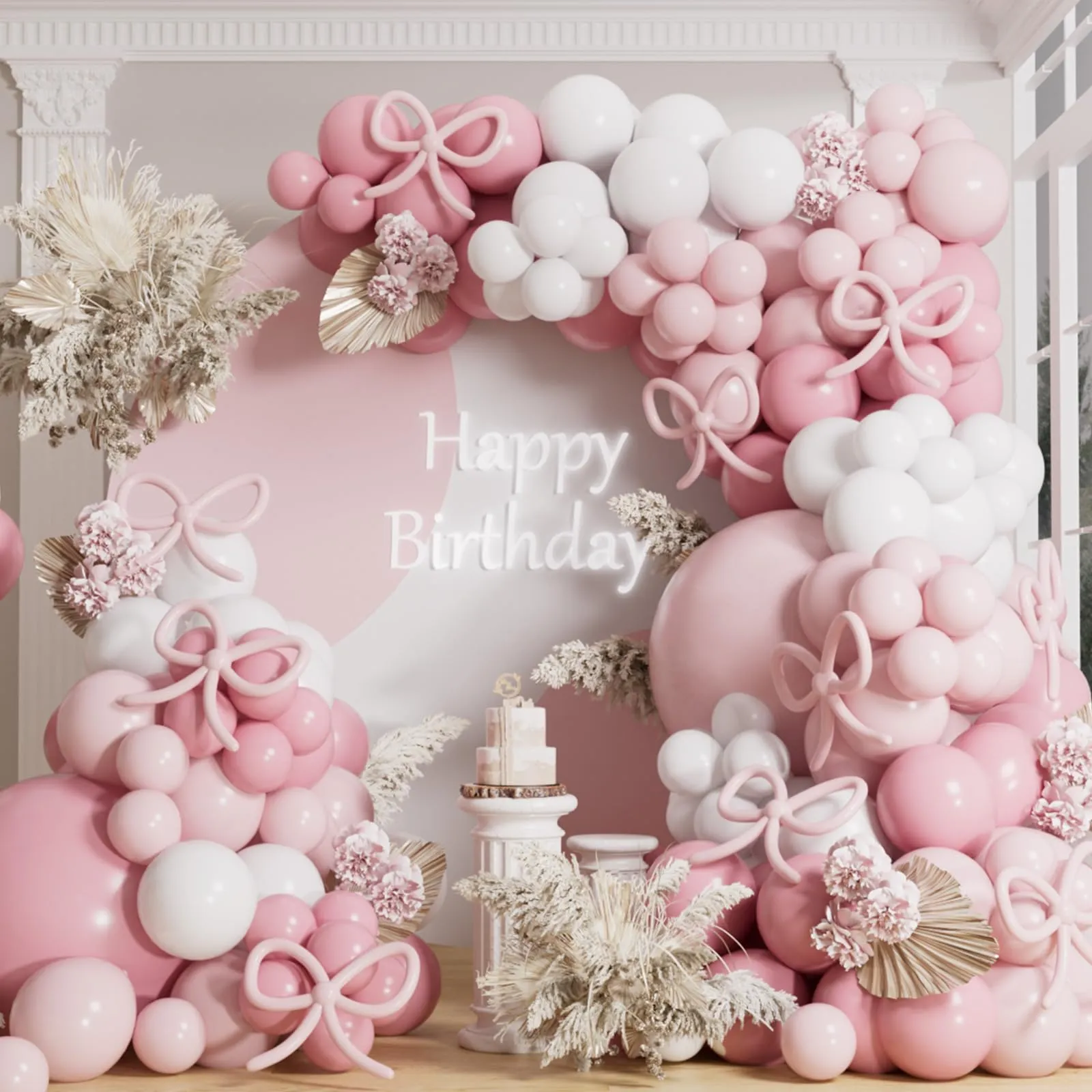 AULE Kit Arco Palloncini Rosa, 155 Pezzi con Coriandoli e Set Ghirlanda in Lattice - immagine 1