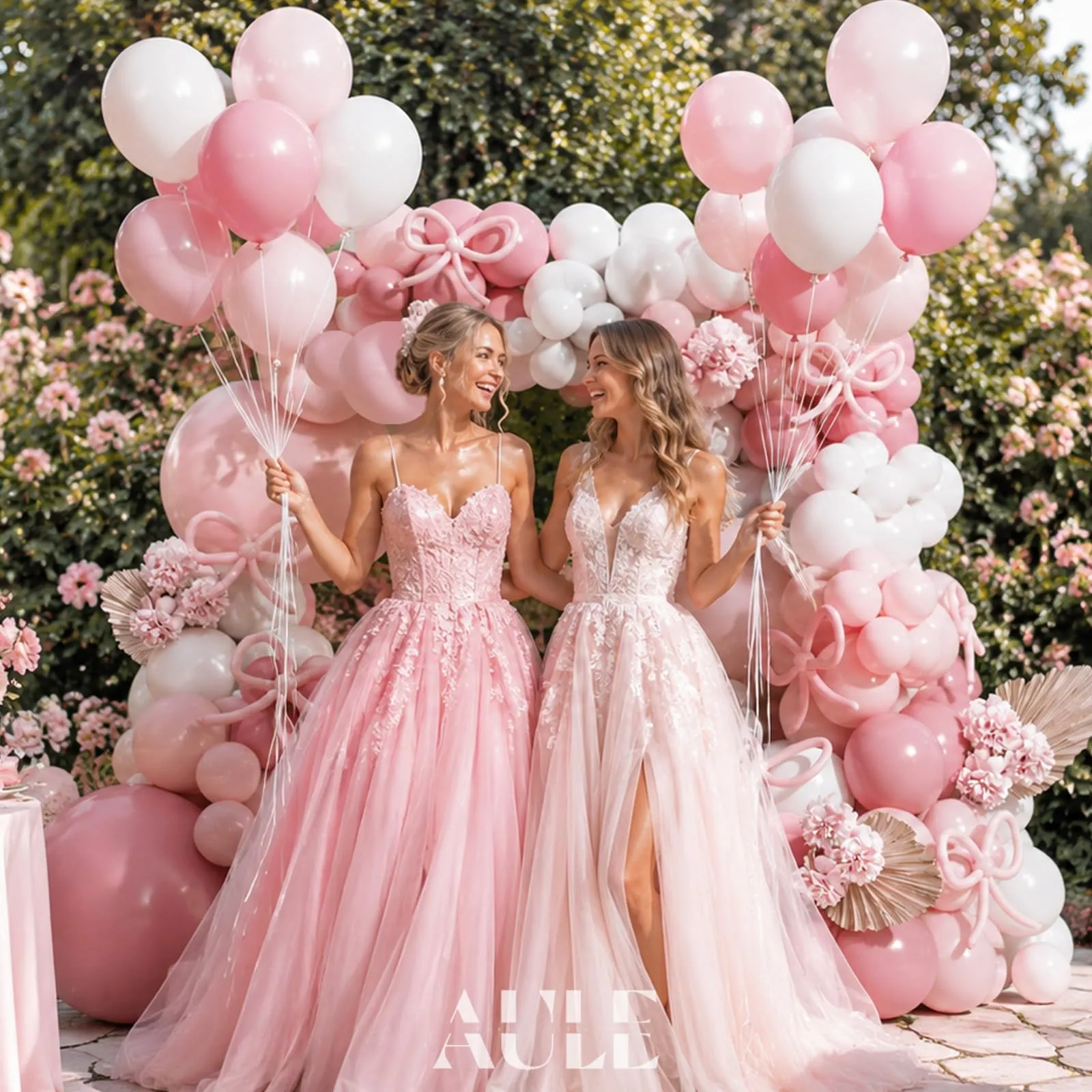 AULE Kit Arco Palloncini Rosa, 155 Pezzi con Coriandoli e Set Ghirlanda in Lattice - immagine 5