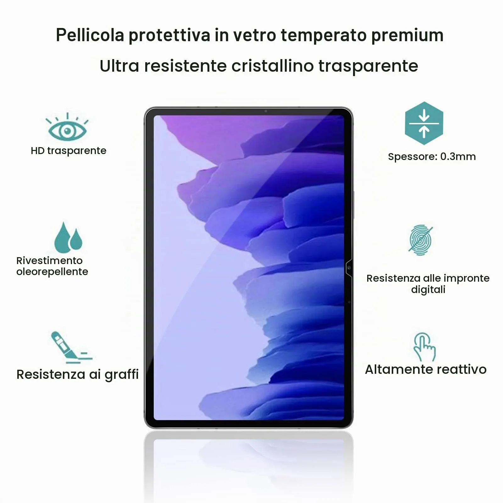 Gerutek Pellicola Protettiva in Vetro Temperato per Samsung Galaxy Tab A7 10.4'' (2 Pezzi) - immagine 3