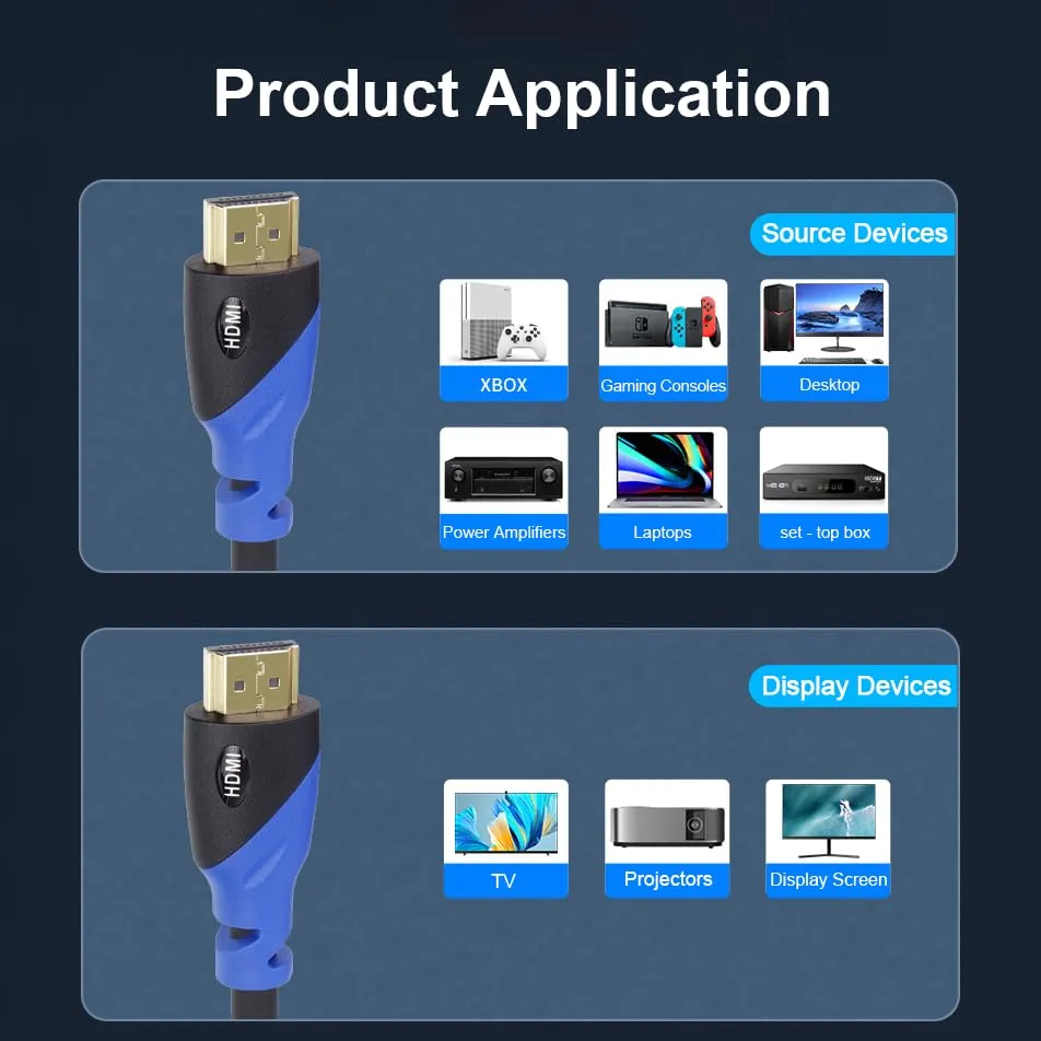 PremiumCord Cavo HDMI 2.0b 4K @ 60Hz 2160p, 3D, ARC, HDCP, Nero Blu, 3 m - immagine 5