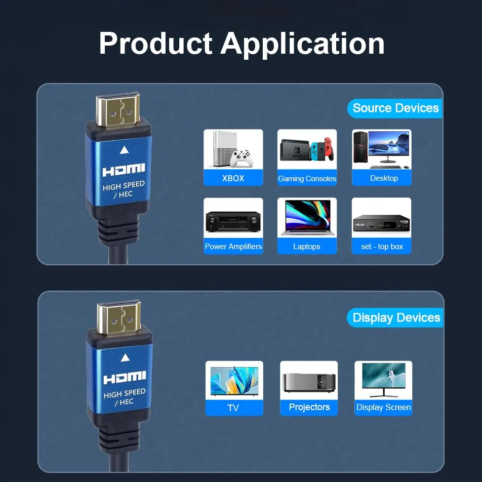 PremiumCord Cavo HDMI 2.0b 4K @ 60Hz, 3D, ARC, HDCP, nero e blu, 1,5 m - immagine 5