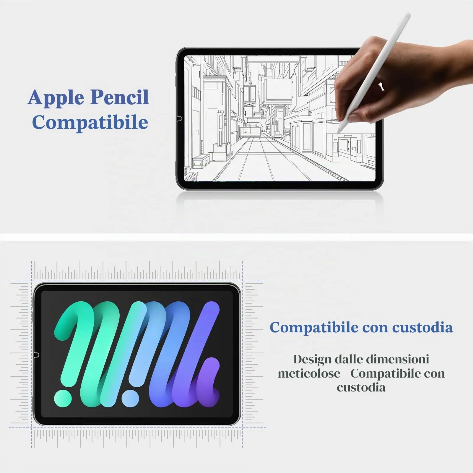 Gerutek Pellicola Protettiva in Vetro Temperato per iPad Mini 7 (A17 Pro) e Mini 6 8.3 pollici, 2 Pezzi - immagine 4