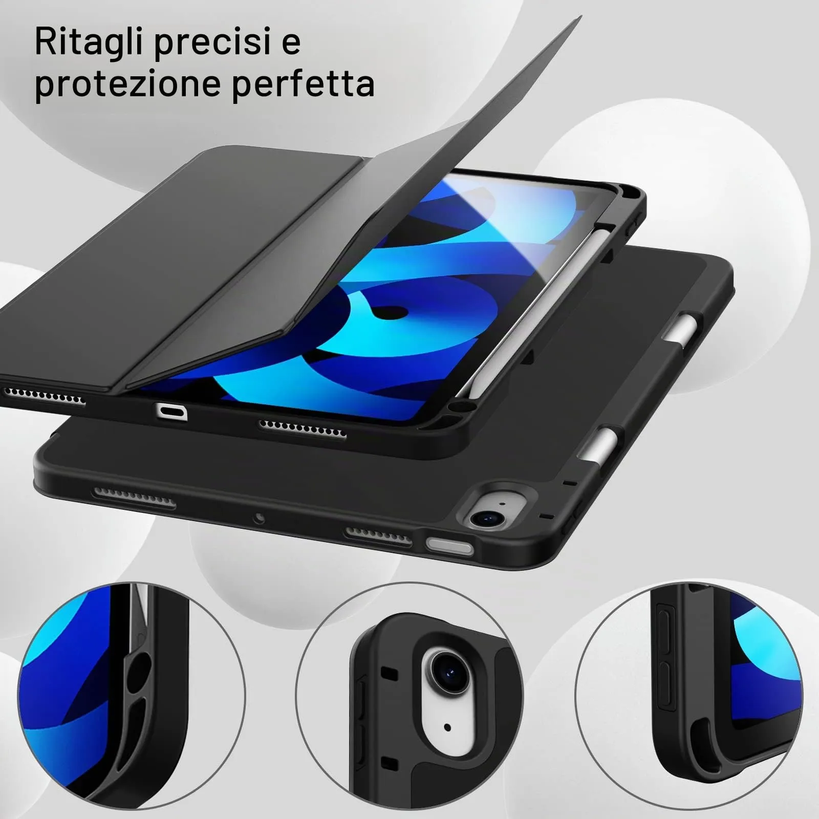 JETech Custodia per iPad Air 11" M4/M3/M2 & Air 5/4, Nero - immagine 8