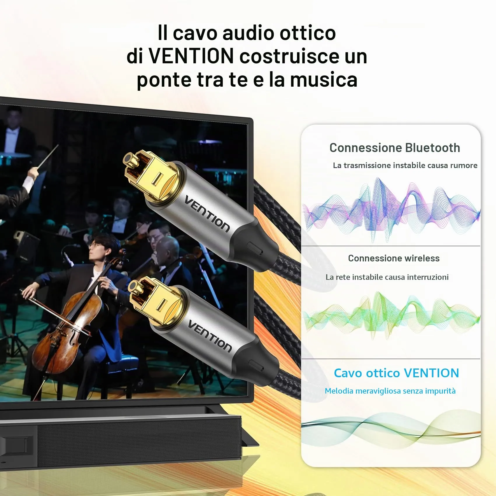 VENTION Cavo Ottico Audio Digitale Toslink S/PDIF 1m (Alluminio) - immagine 3