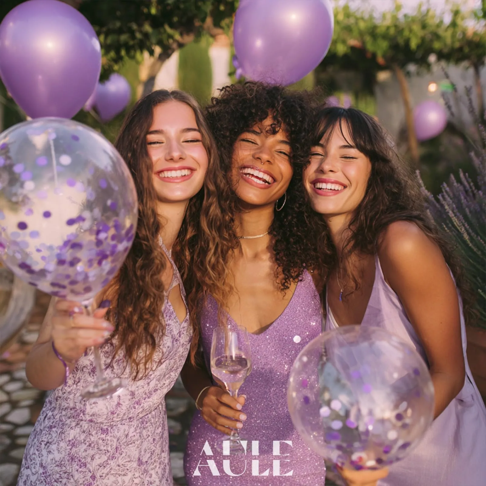 AULE Palloncini Lilla Metallizzati con Coriandoli, 42 Pezzi, 30cm - immagine 2