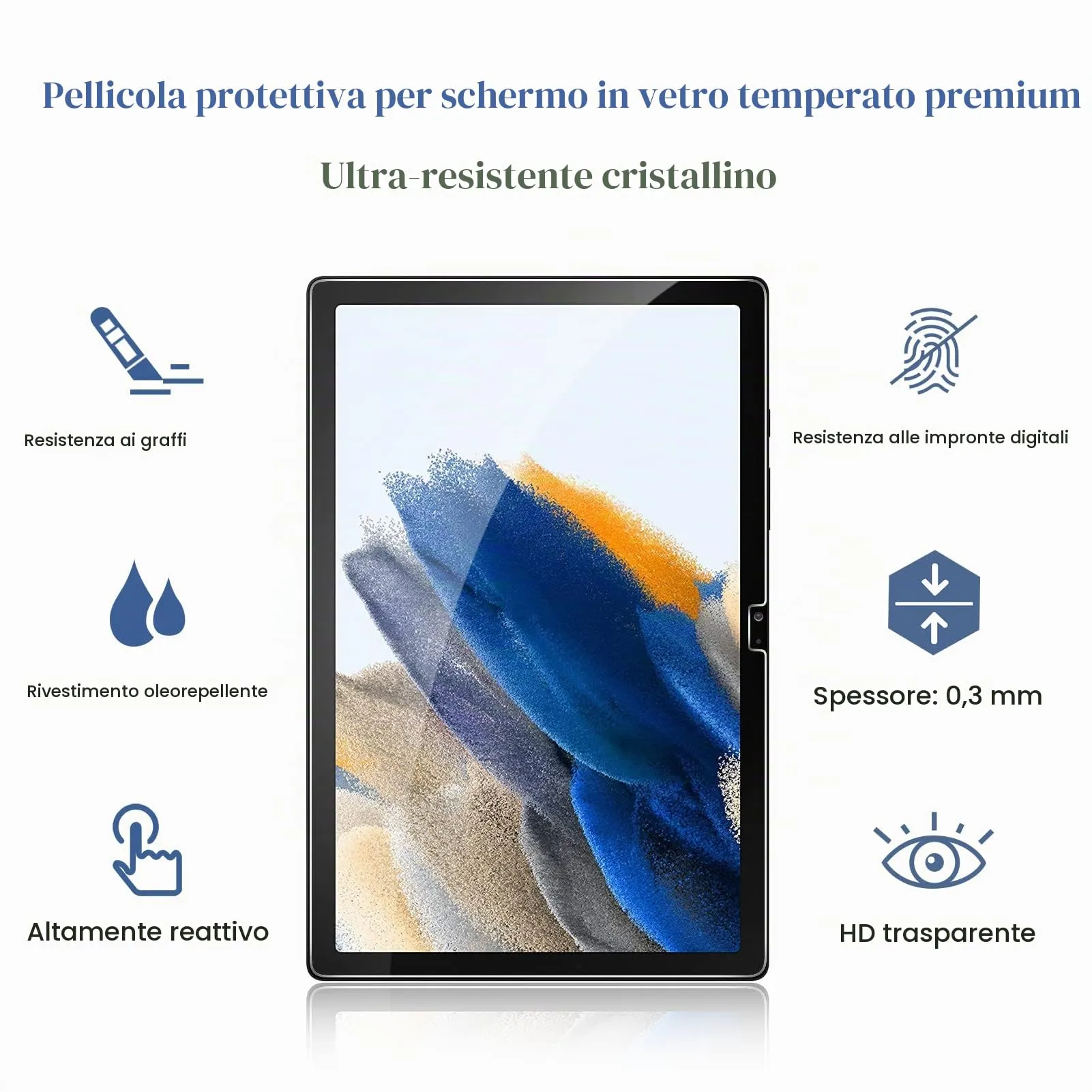 Gerutek Pellicola Protettiva in Vetro Temperato per Samsung Galaxy Tab A8 2021 10.5'' (2 Pezzi) - immagine 3