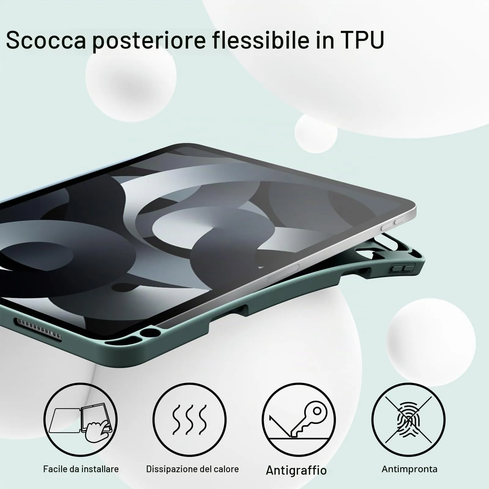 JETech Custodia per iPad Air 11" M4/M3/M2 & Air 5/4, Verde Nebbioso - immagine 3