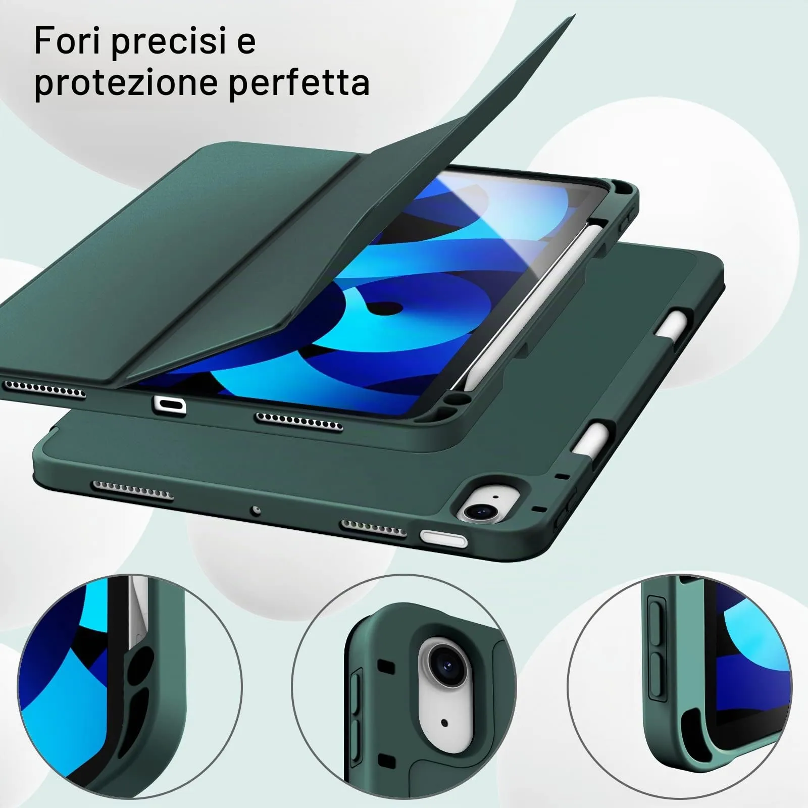 JETech Custodia per iPad Air 11" M4/M3/M2 & Air 5/4, Verde Nebbioso - immagine 8