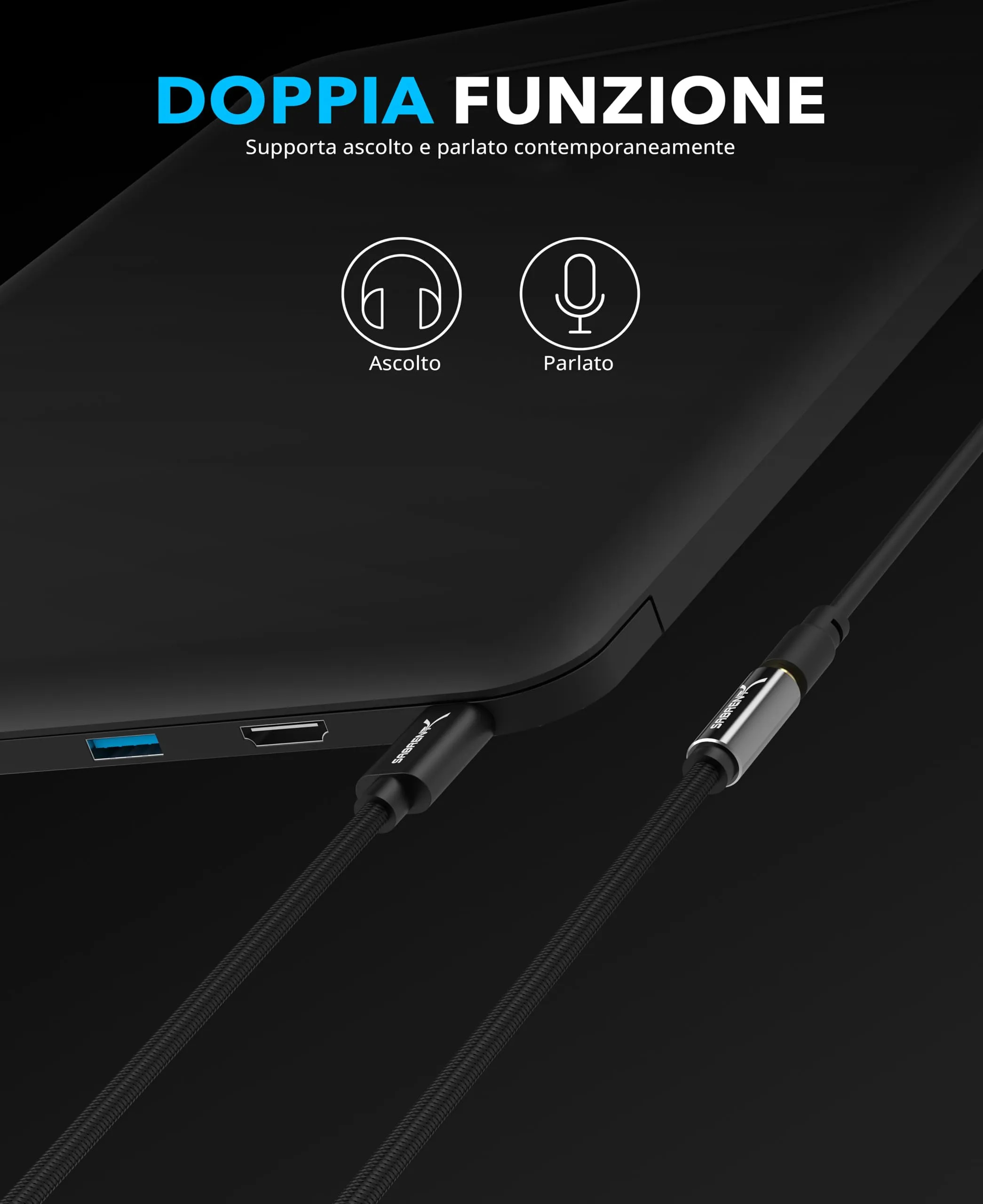 Sabrent Adattatore attivo da USB Tipo C a jack audio 3,5 mm (CB-UC35) - immagine 2