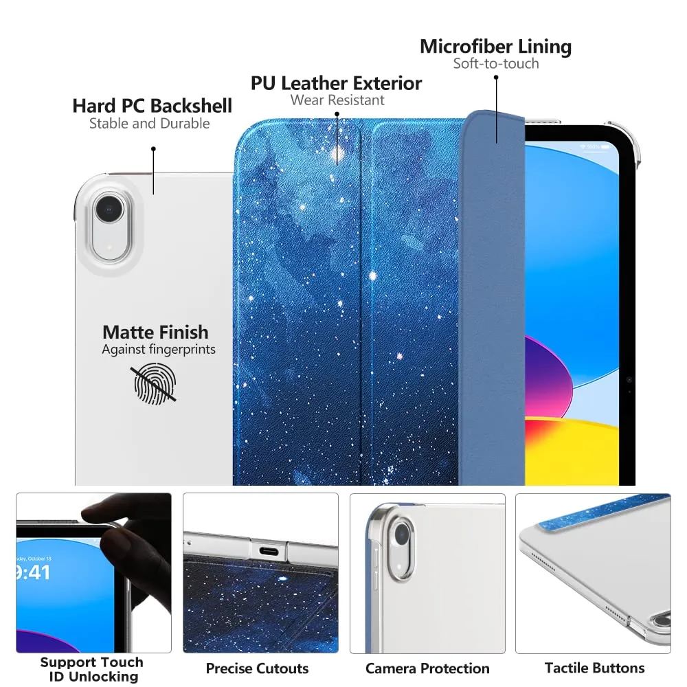 MoKo Custodia per iPad 11ª Gen 2025 / iPad 10ª Gen 2022, Cielo Stellato Blu - immagine 3