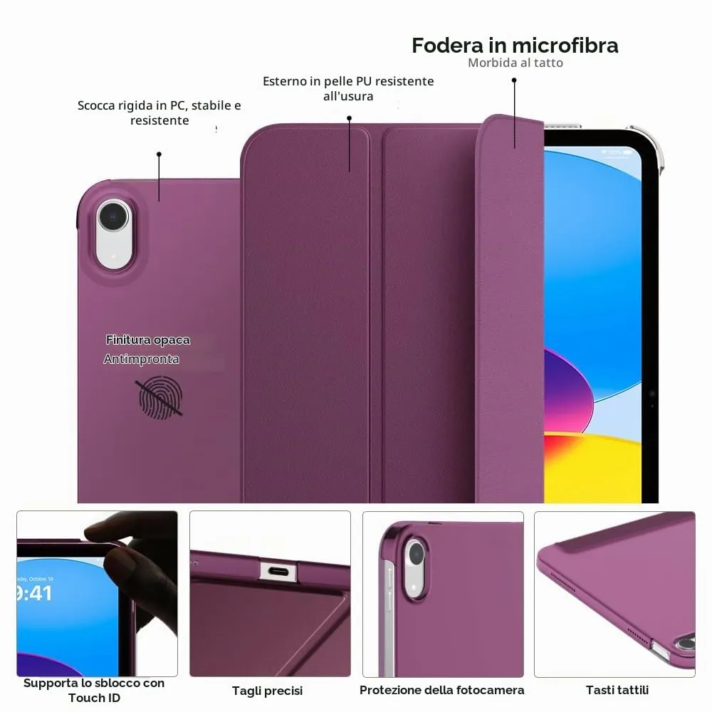 MoKo Custodia per iPad 11a Gen 2025 / iPad 10a Gen 2022, Viola Scuro - immagine 3