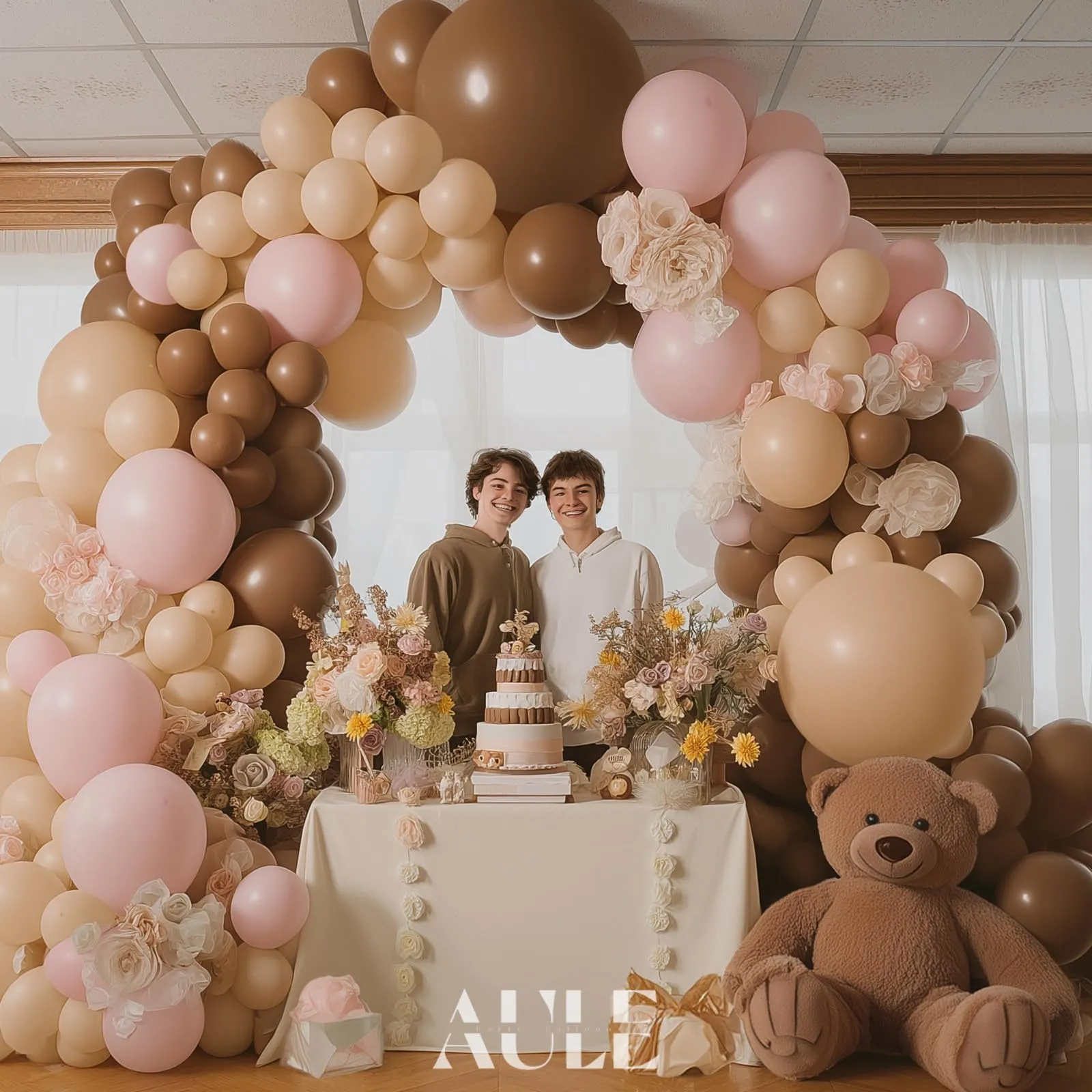 AULE Kit Arco di Palloncini Marroni, 155 Pezzi Set Ghirlanda - immagine 3