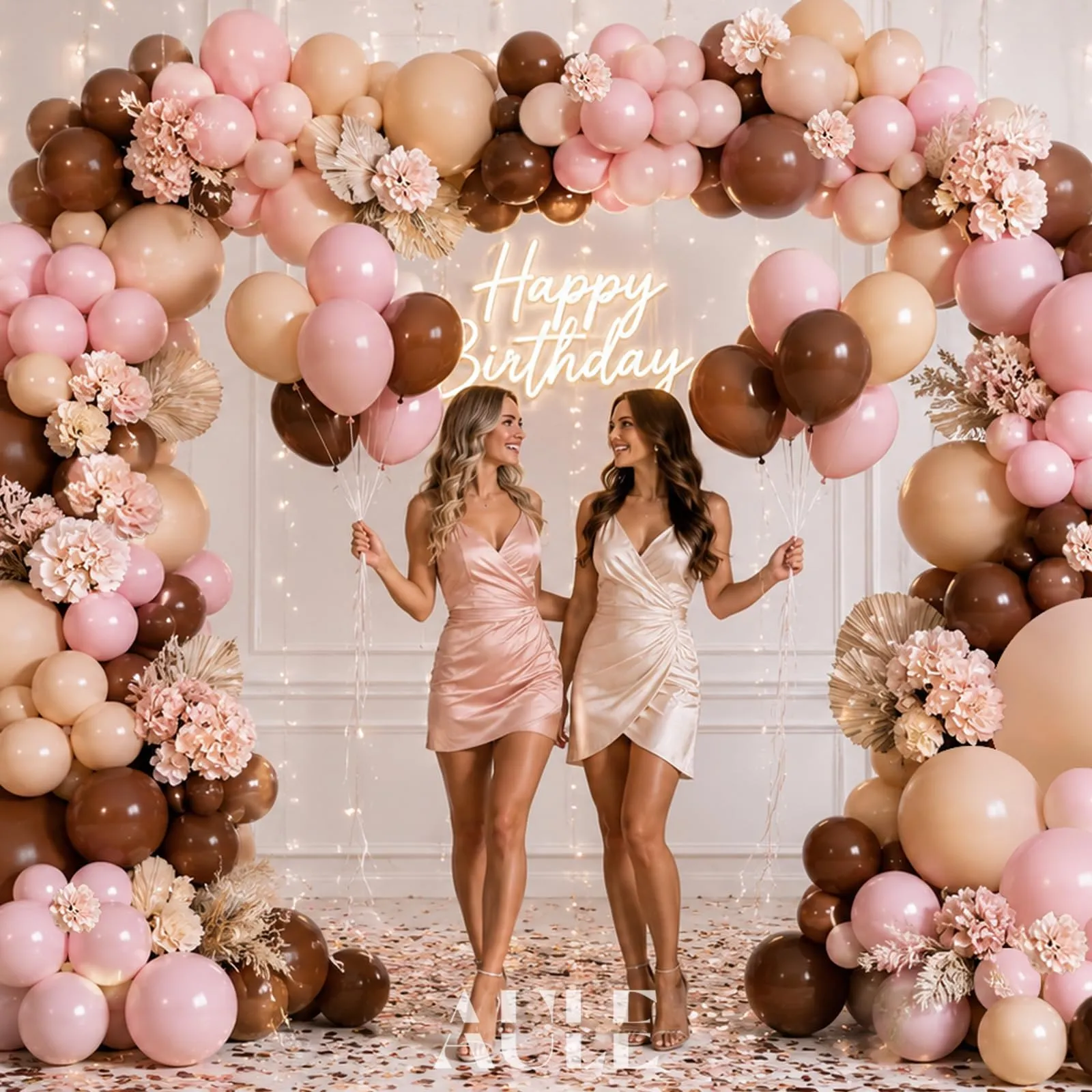 AULE Kit Arco di Palloncini Marroni, 155 Pezzi Set Ghirlanda - immagine 4