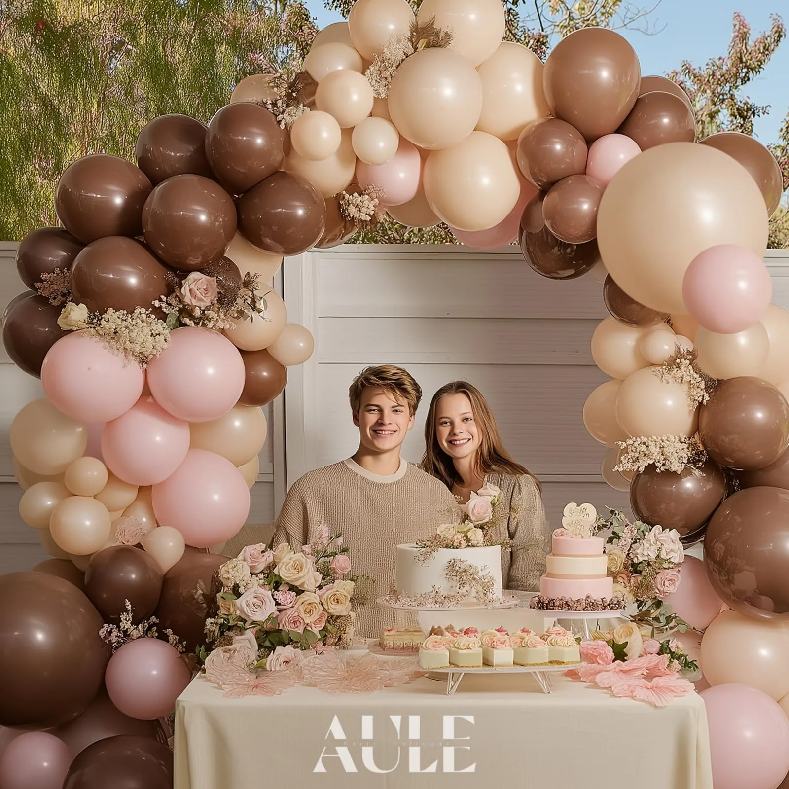 AULE Kit Arco di Palloncini Marroni, 155 Pezzi Set Ghirlanda - immagine 5