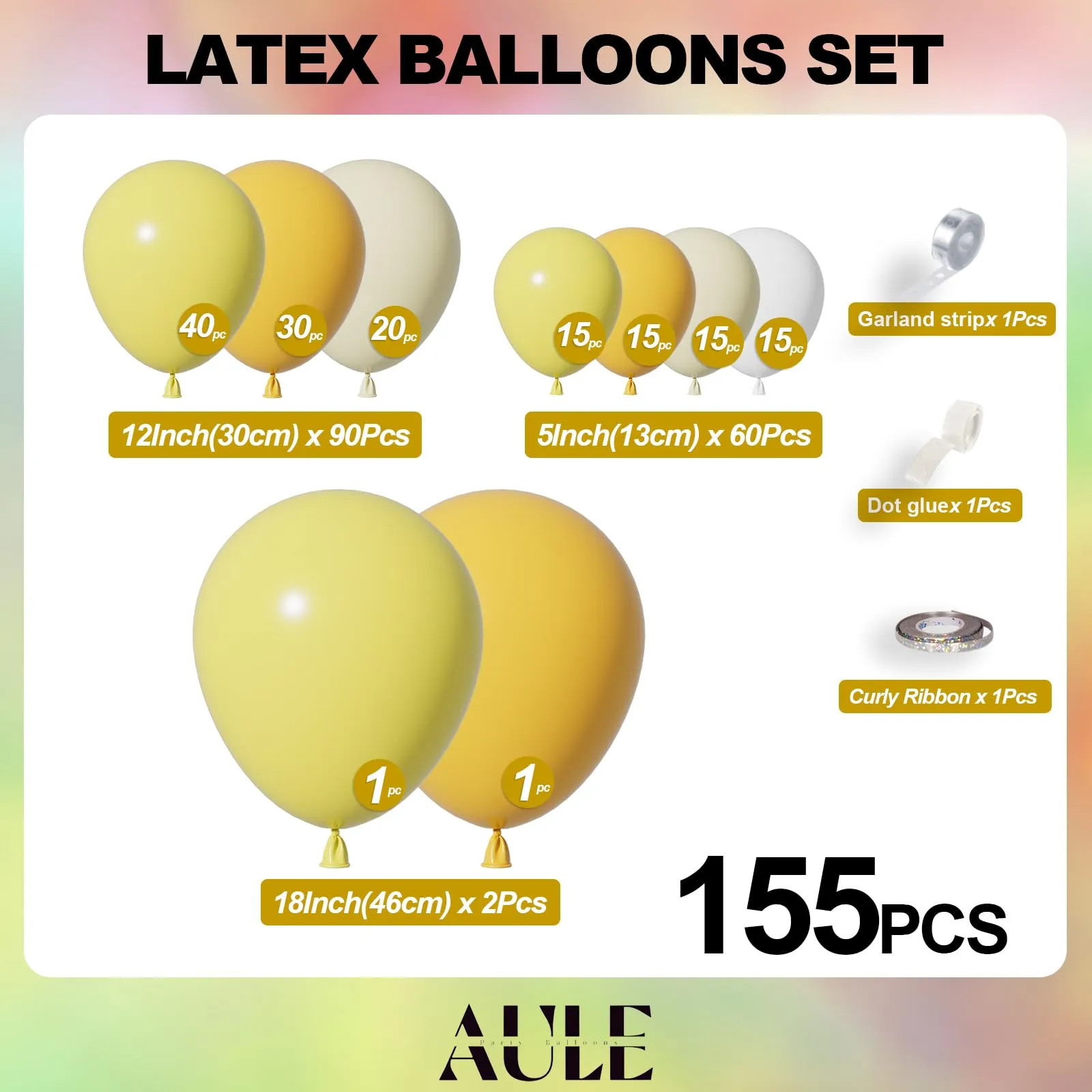 AULE Kit Arco Palloncini Gialli, 155 Pezzi Set Ghirlanda Palloncino - immagine 2