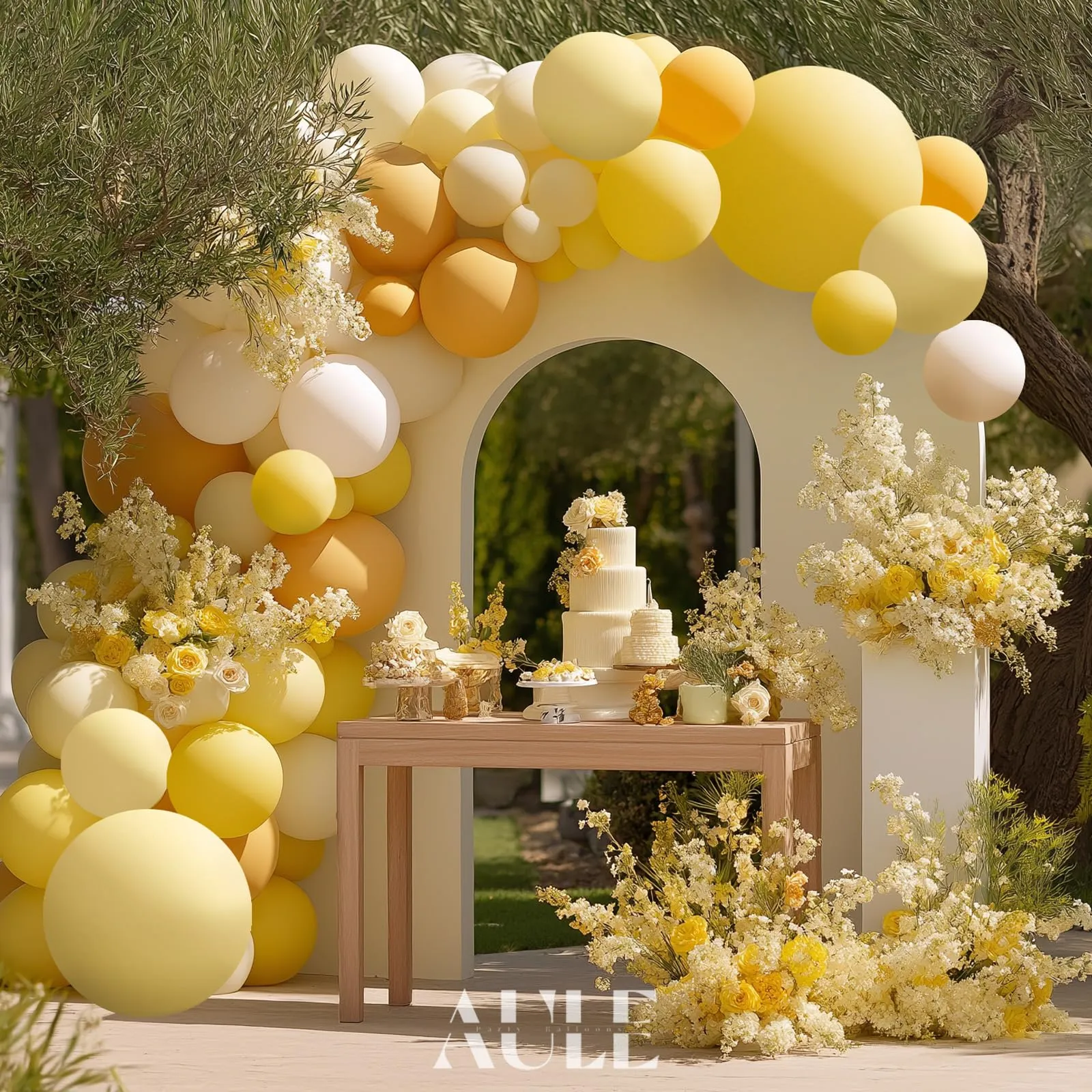 AULE Kit Arco Palloncini Gialli, 155 Pezzi Set Ghirlanda Palloncino - immagine 5