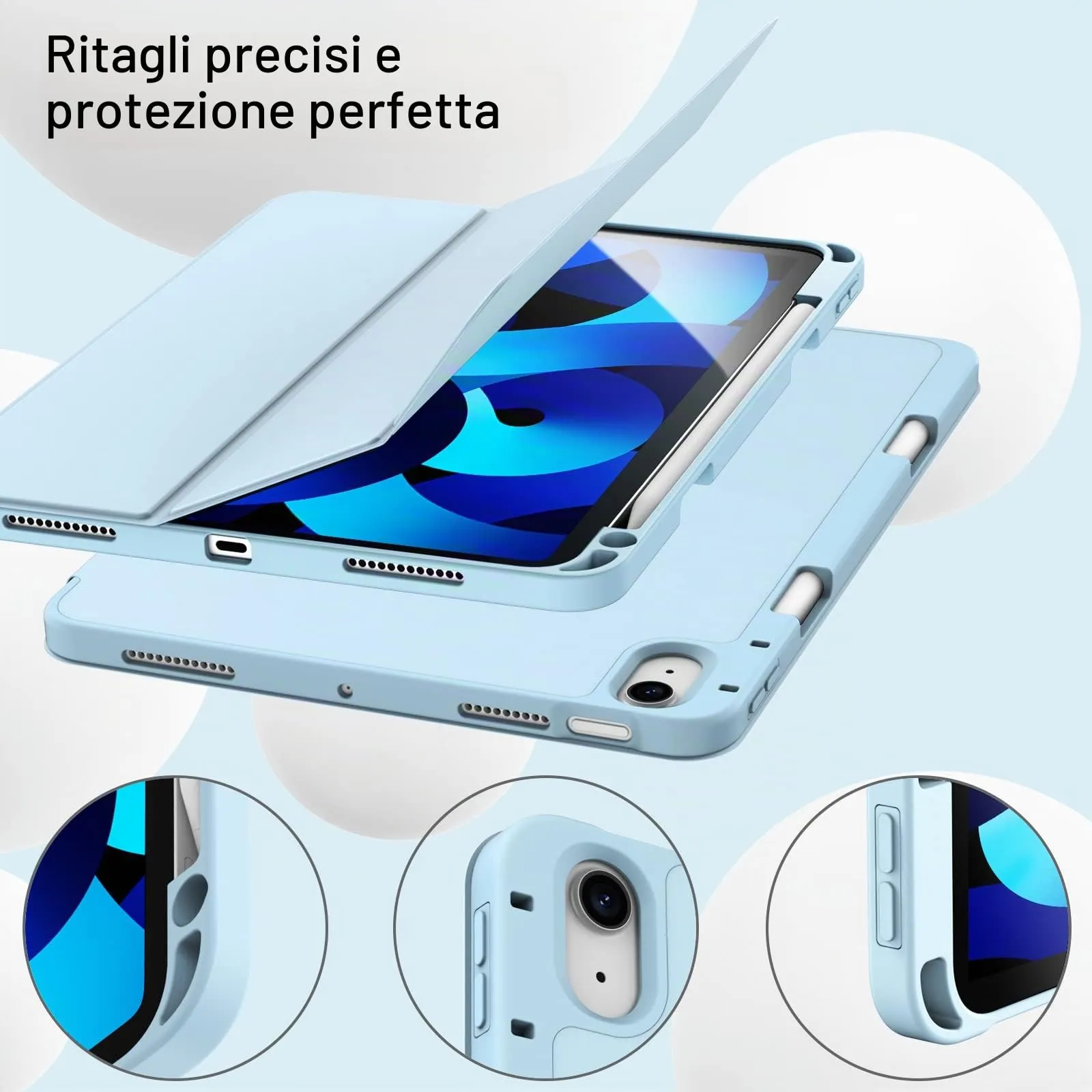 JETech Custodia per iPad Air 11" M4/M3/M2 & Air 5/4, Cielo Blu - immagine 8