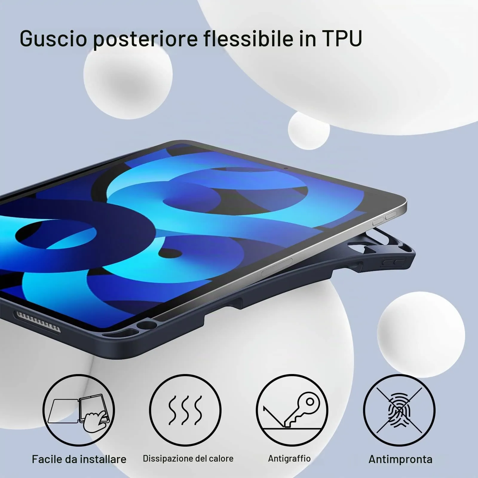 JETech Custodia per iPad Air 11" M4/M3/M2 & Air 5/4, Marino Intenso - immagine 3