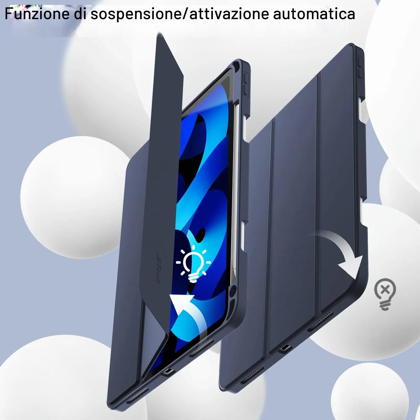 JETech Custodia per iPad Air 11" M4/M3/M2 & Air 5/4, Marino Intenso - immagine 6