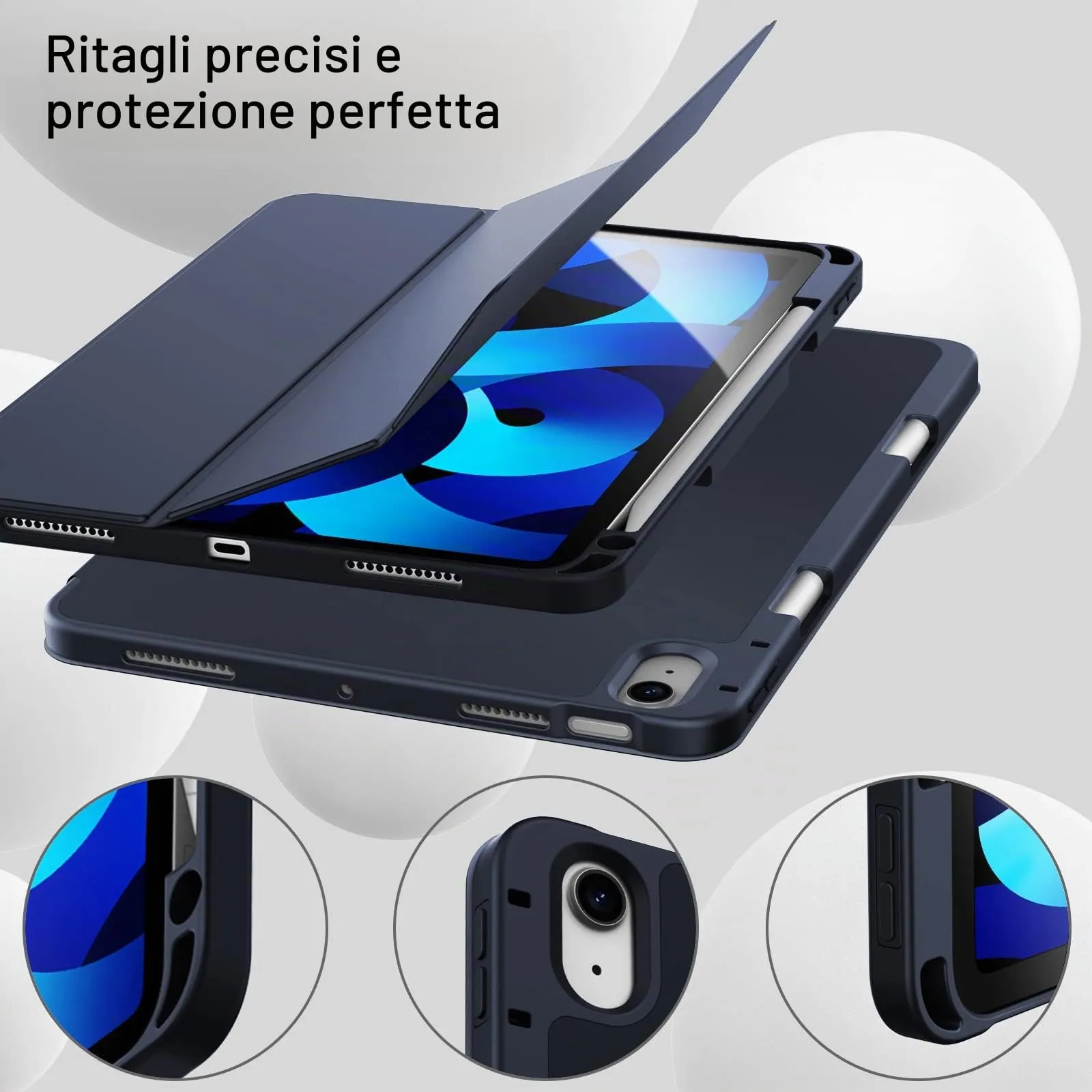 JETech Custodia per iPad Air 11" M4/M3/M2 & Air 5/4, Marino Intenso - immagine 8