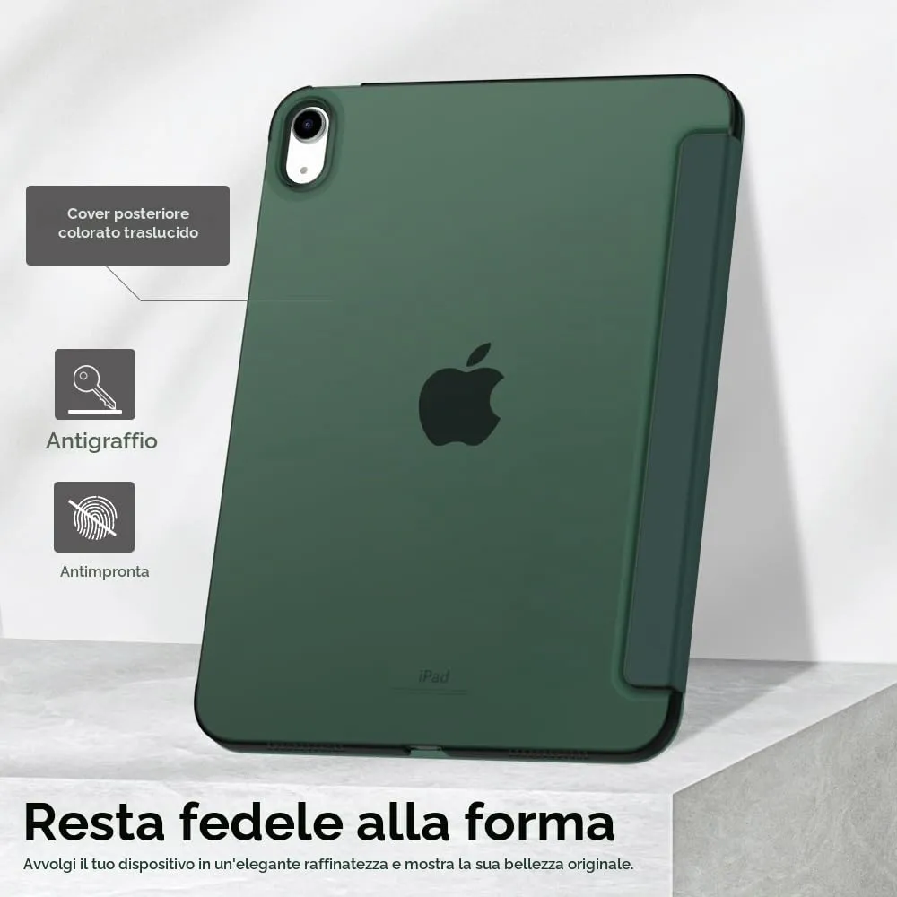 MoKo Custodia Rigida per iPad 10 Generazione 2022 10,9", Chiusura Magnetica, Auto Sleep/Wake, Verde Notte - immagine 6