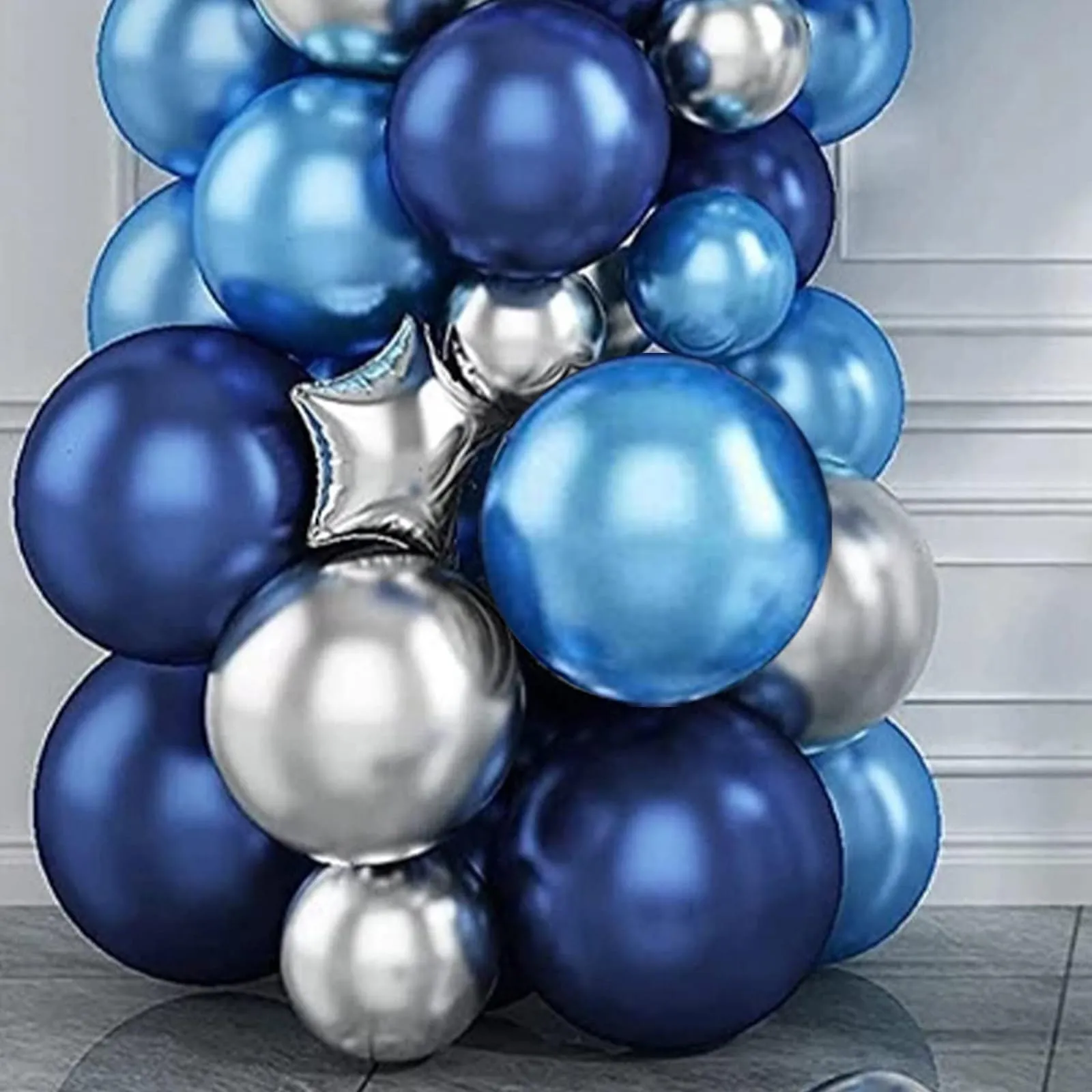 Netnology Kit Arco Palloncini Blu Navy e Argento, 97 Pezzi con Palloncini Agata Nera e Stelle - immagine 7