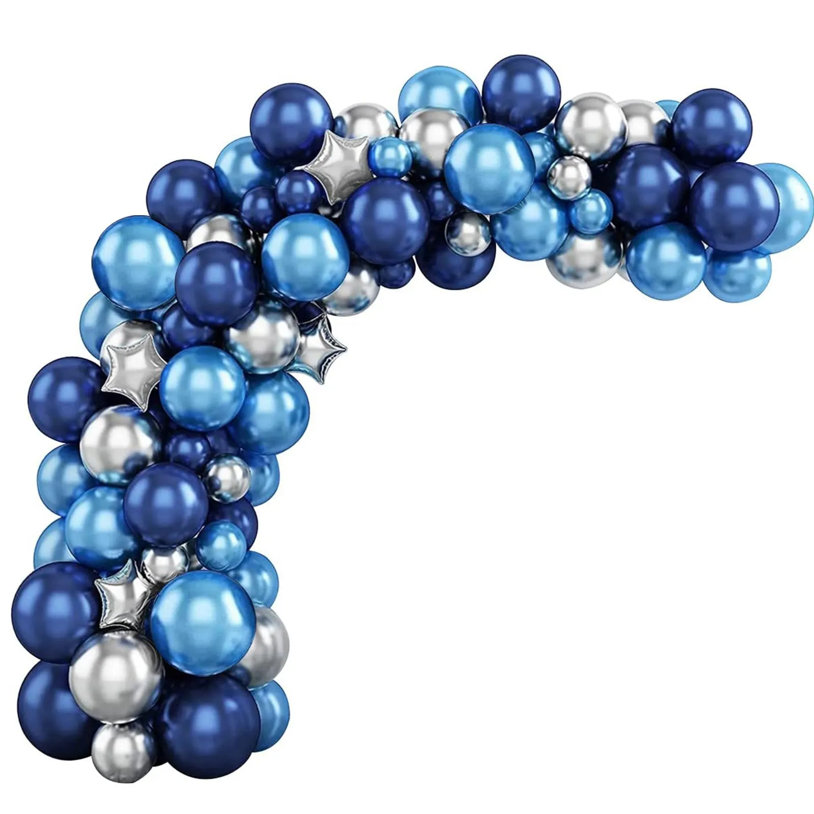 Netnology Kit Arco Palloncini Blu Navy e Argento, 97 Pezzi con Palloncini Agata Nera e Stelle - immagine 9