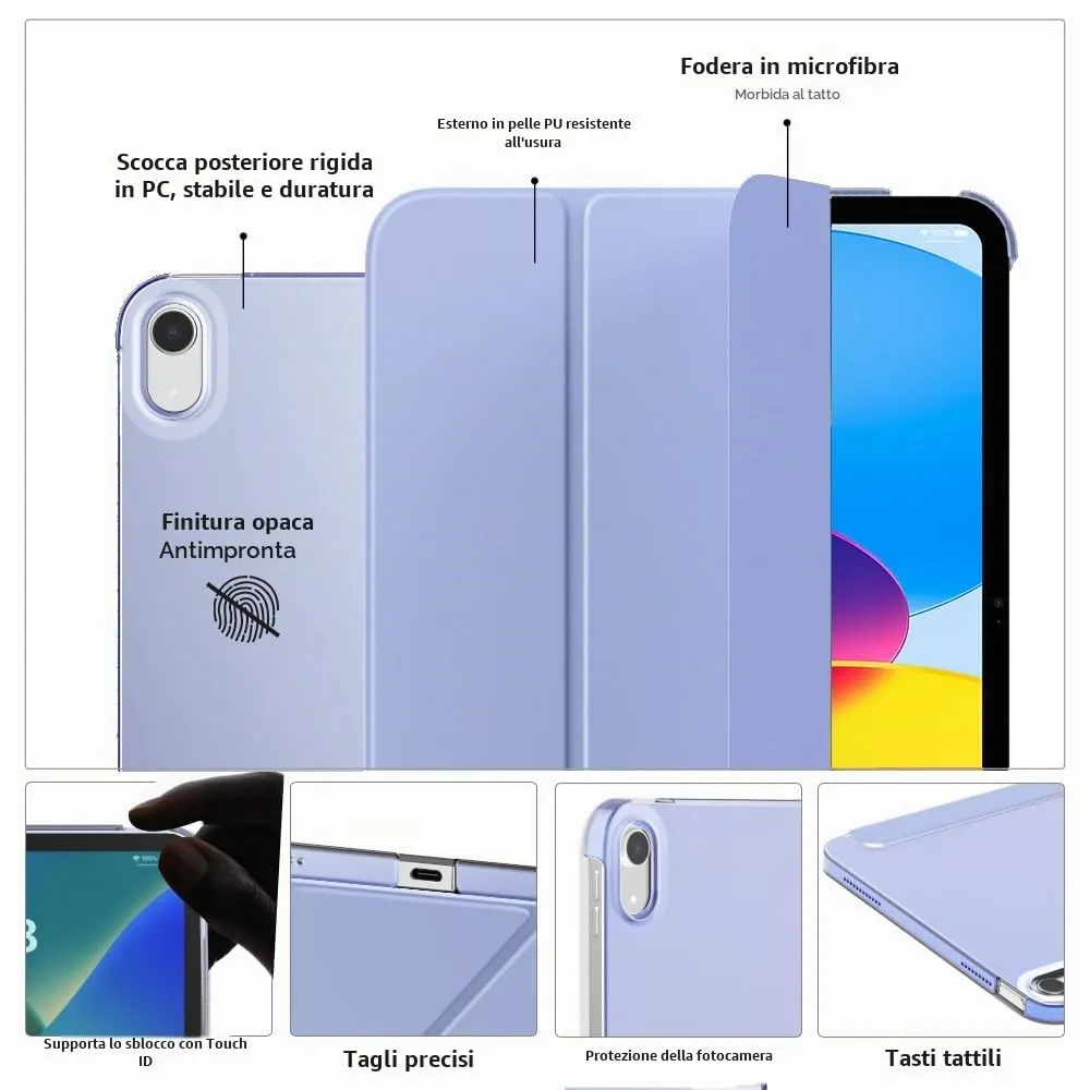 MoKo Custodia per iPad 11a Gen 2025 e iPad 10a Gen 2022, Lavanda - immagine 3