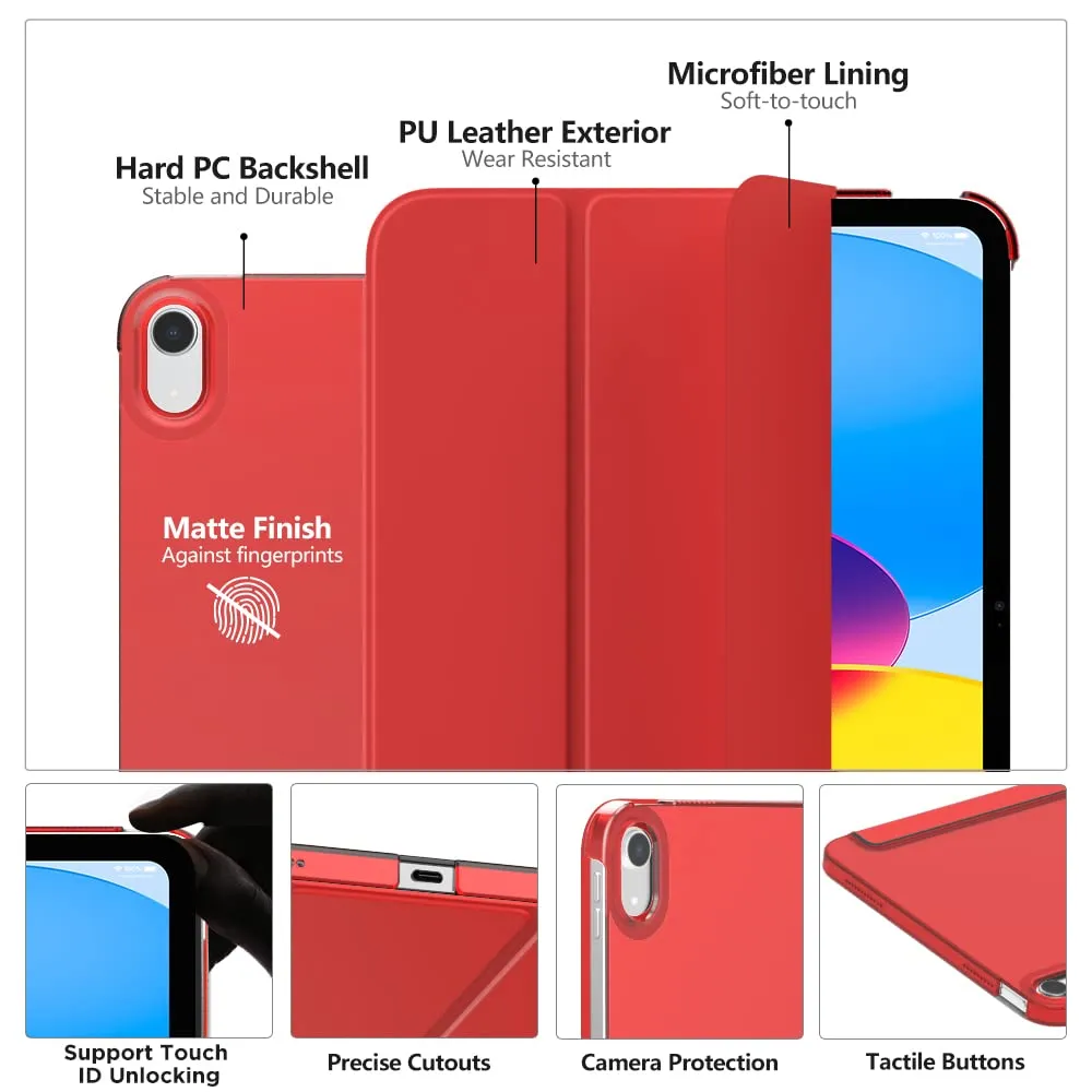 MoKo Custodia per iPad 11a Gen 2025 / iPad 10a Gen 2022, Rosso - immagine 3
