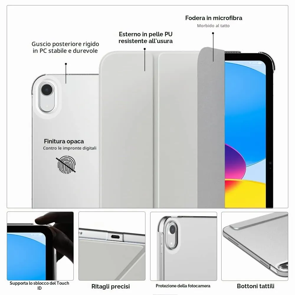 MoKo Cover per iPad 11a Gen 2025 / iPad 10a Gen 2022, Argento - immagine 3