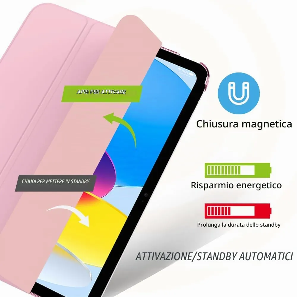 MoKo Custodia per iPad 11a Gen 2025 (A16) e iPad 10a Gen 2022, Bouquet Rosa - immagine 4