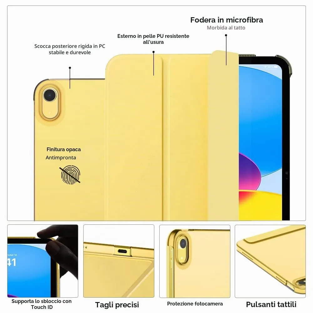 MoKo Custodia per iPad 10ª generazione 2022 10,9", policarbonato traslucido, giallo chiaro - immagine 3